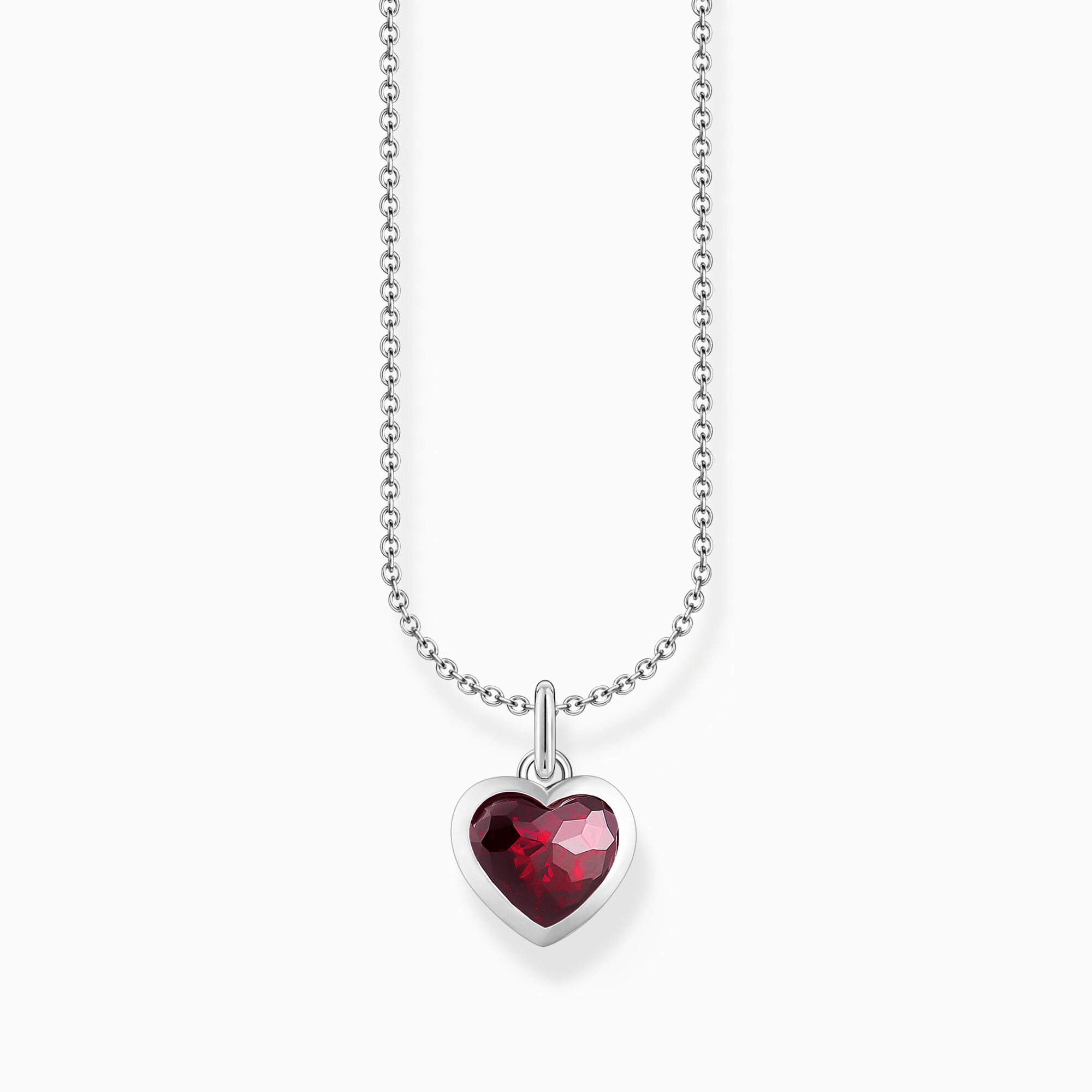Kette mit dunkelrotem Herz-Anhänger Silber | THOMAS SABO