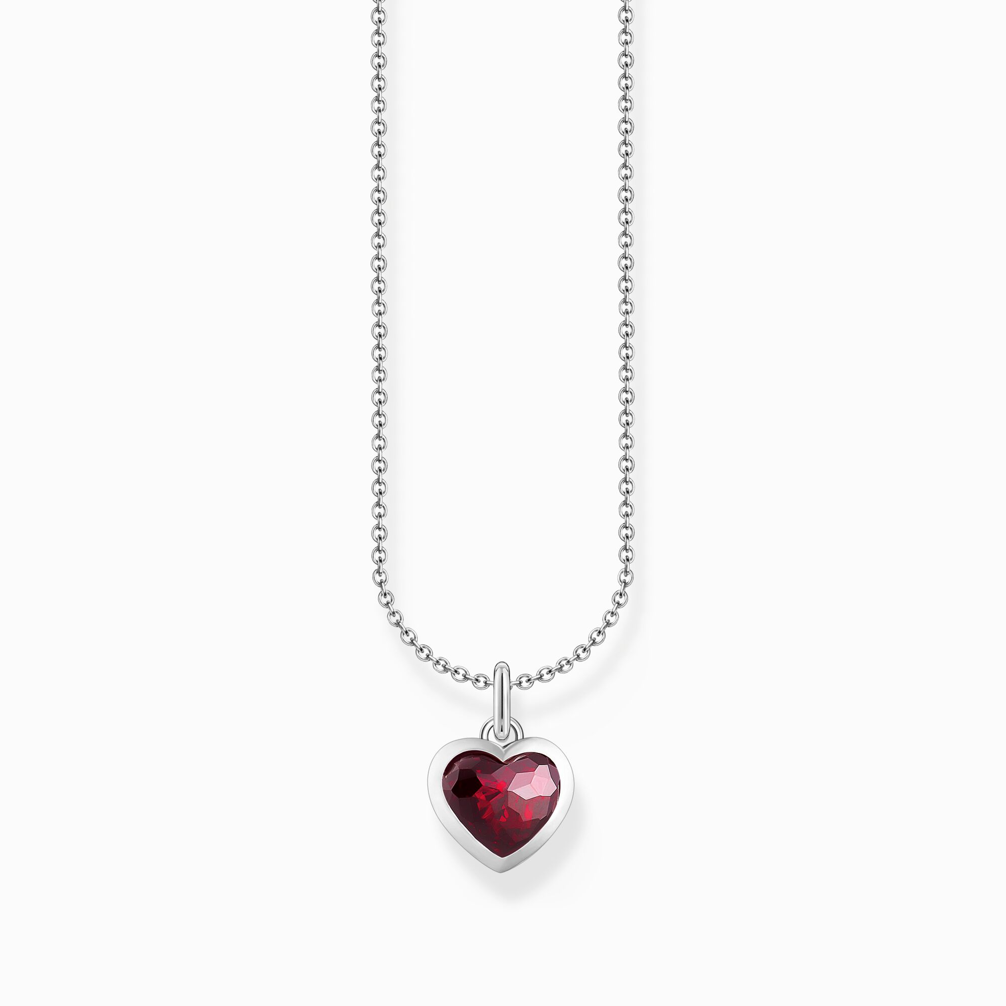 Silver necklace with heart pendant with red zirconia from the Charming Collection collection in the THOMAS SABO online store