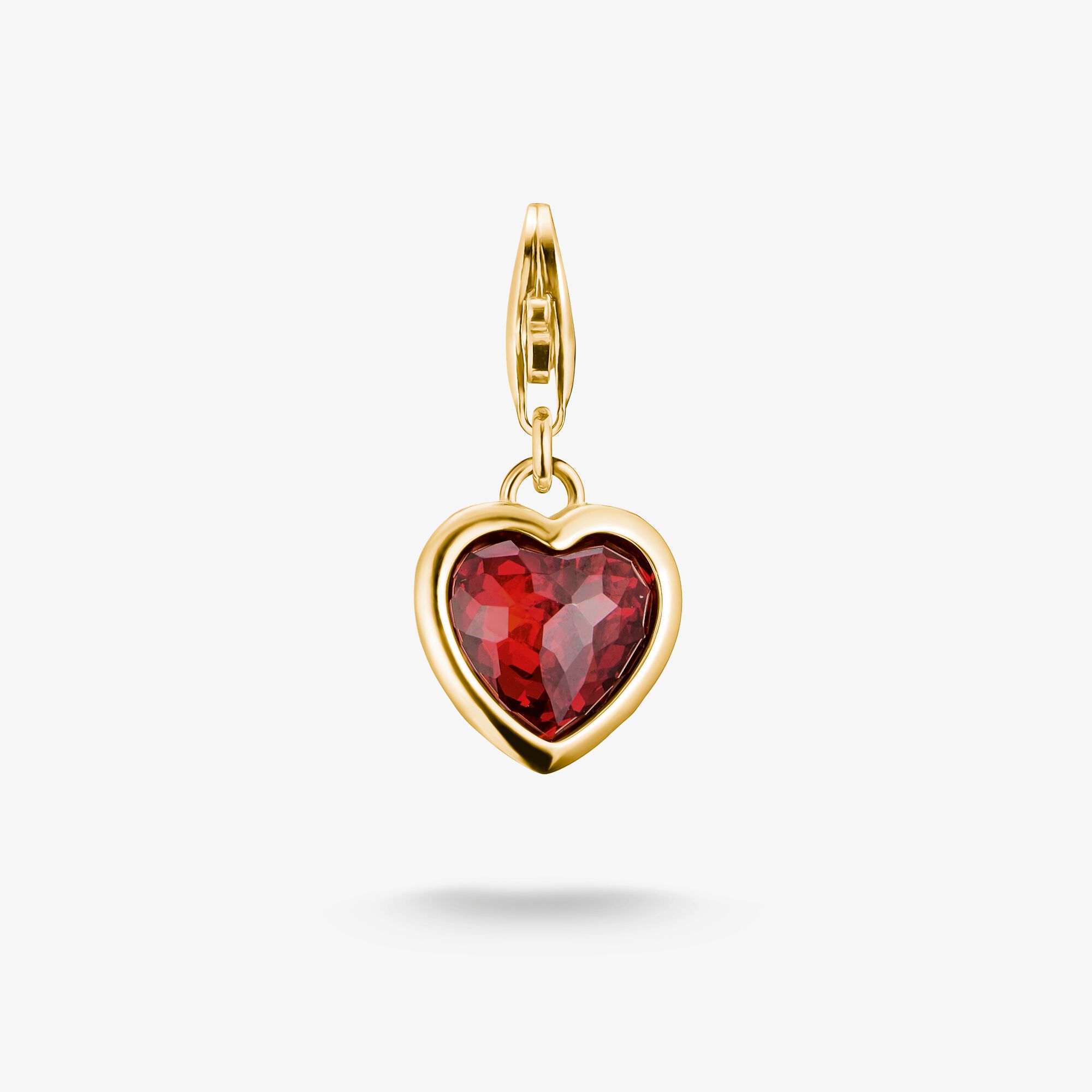 THOMAS SABO Charm-Hängsmycke hjärt röd guldpläterad, 925 sterlingsilver guldpläterat gult guld, Storlek: one size, för damer
