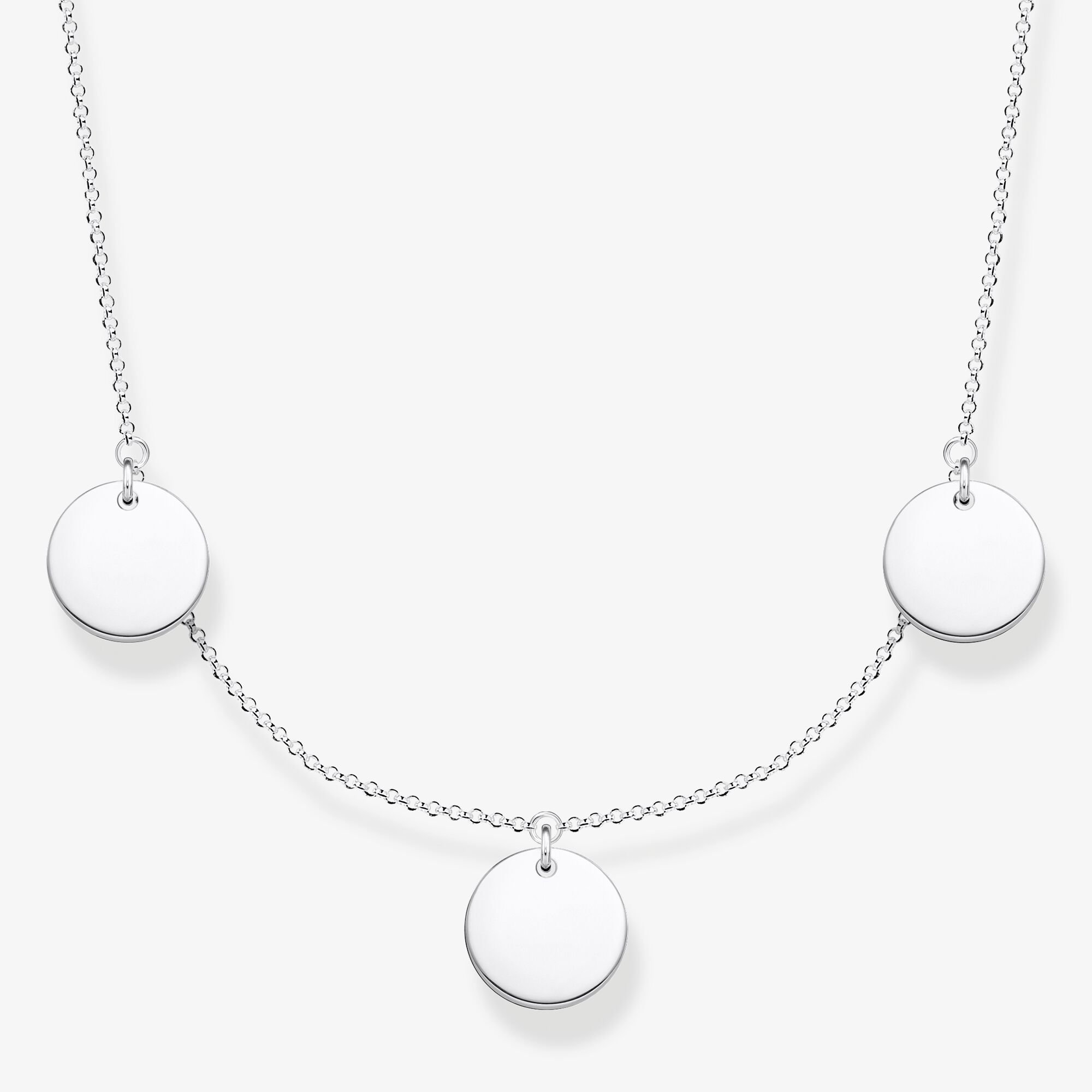 THOMAS SABO Kette mit drei Coins silber, Sterlingsilber, Größe: 45 cm, gravierbar, Damen
