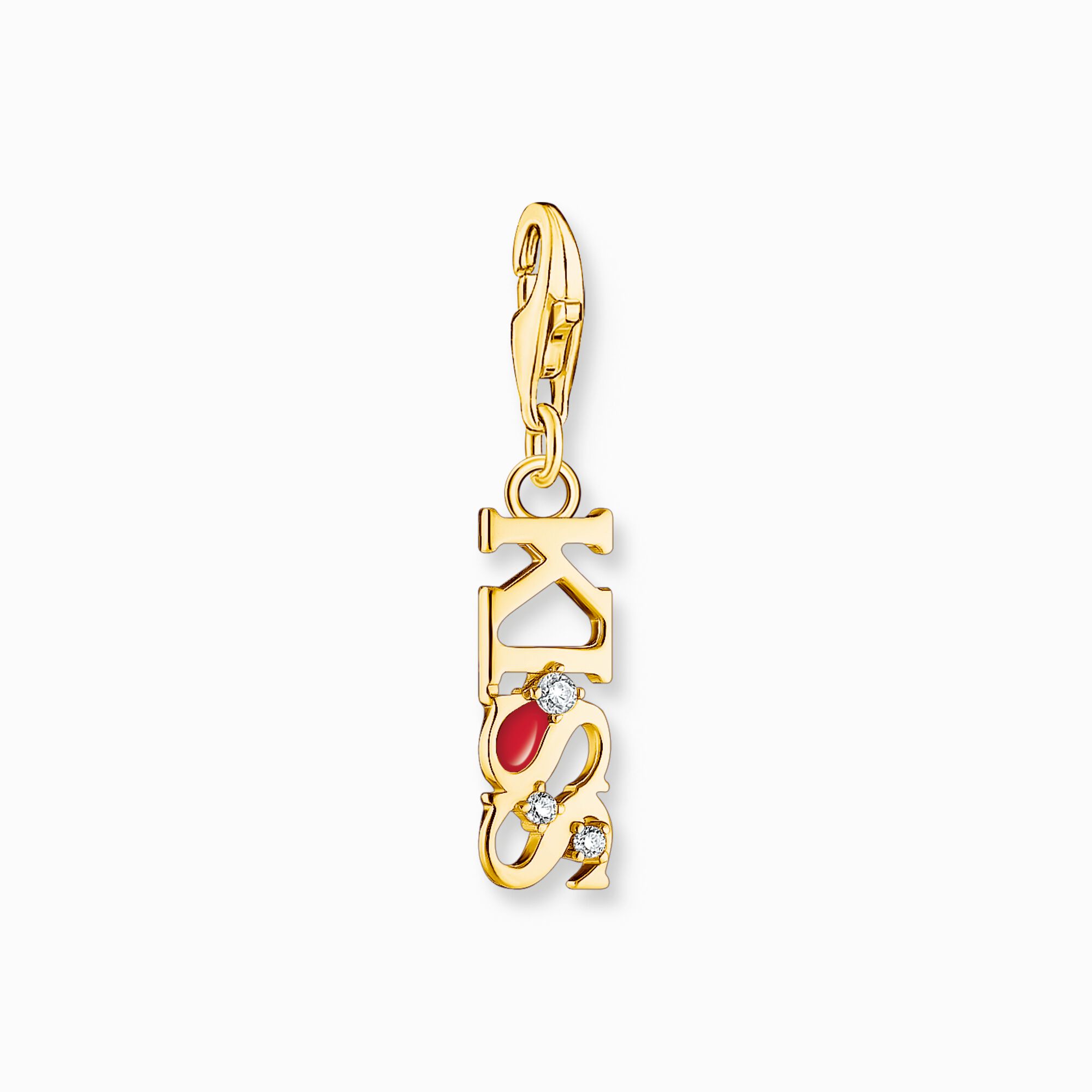 Gold-plated charm pendant KISS with white zirconia from the Charm Club collection in the THOMAS SABO online store