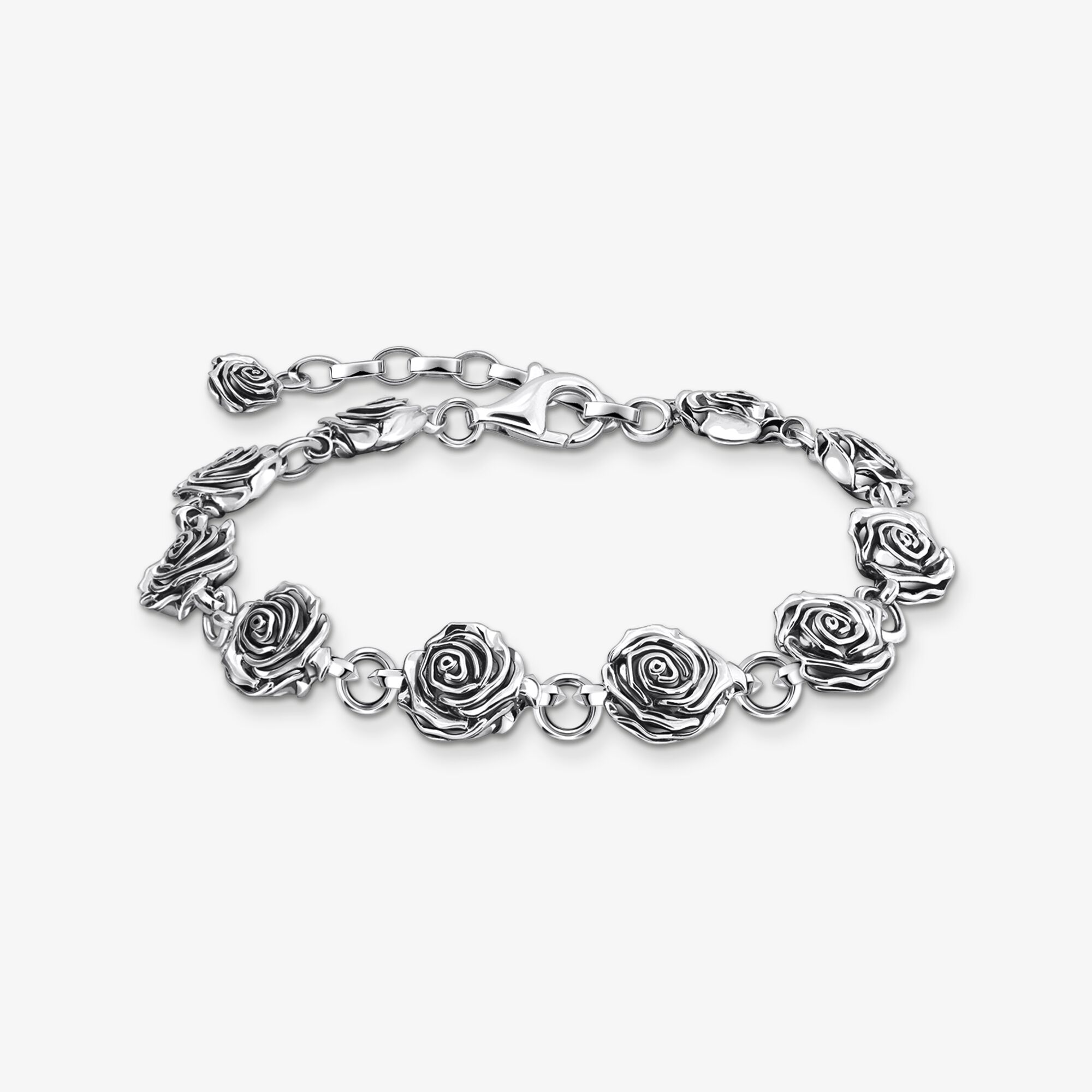 THOMAS SABO Bracelets Midnight Rose argenté, Argent Sterling 925‰, noirci, Taille: 21 cm, Unisex