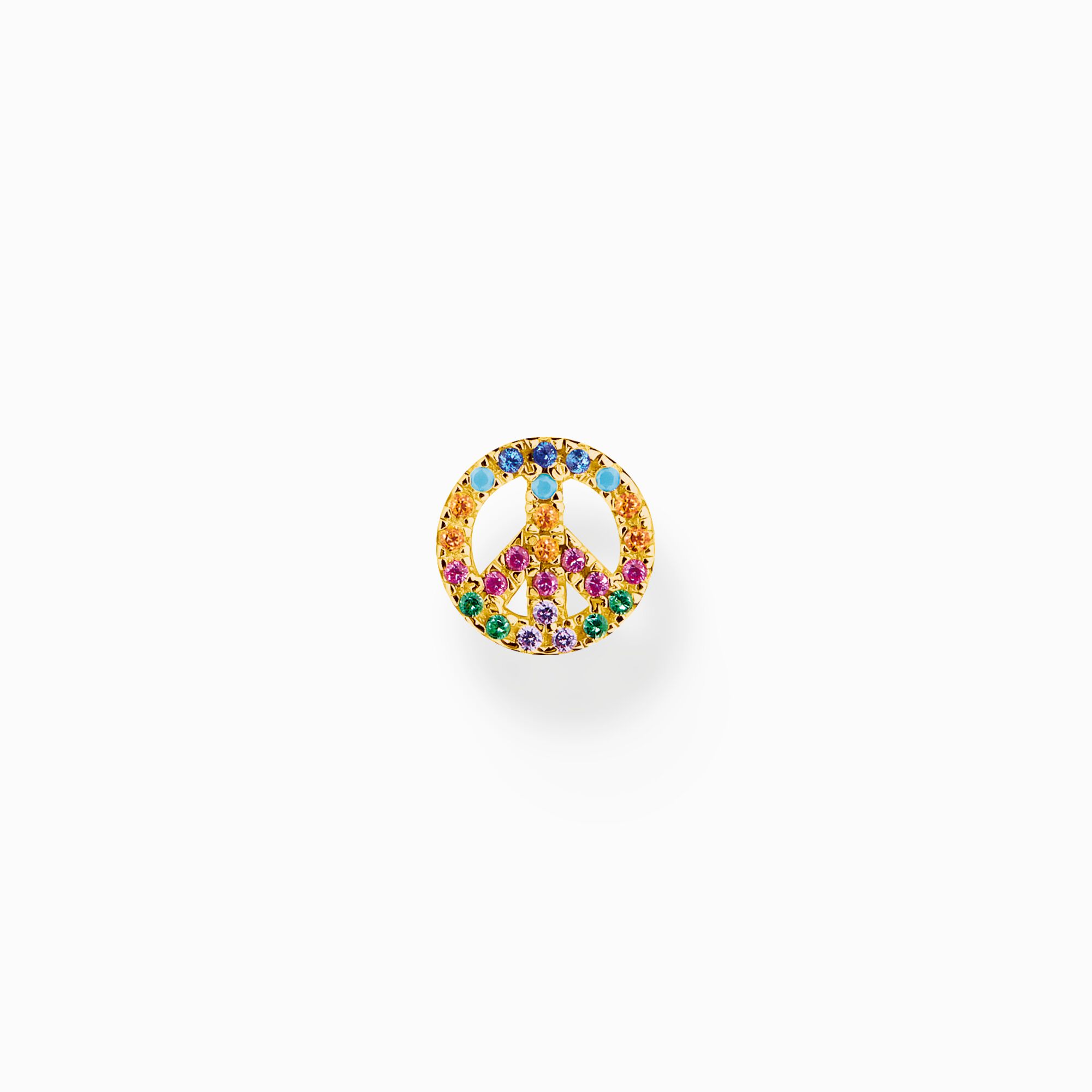 Single stud earring, gold plated peace symbol | THOMAS SABO