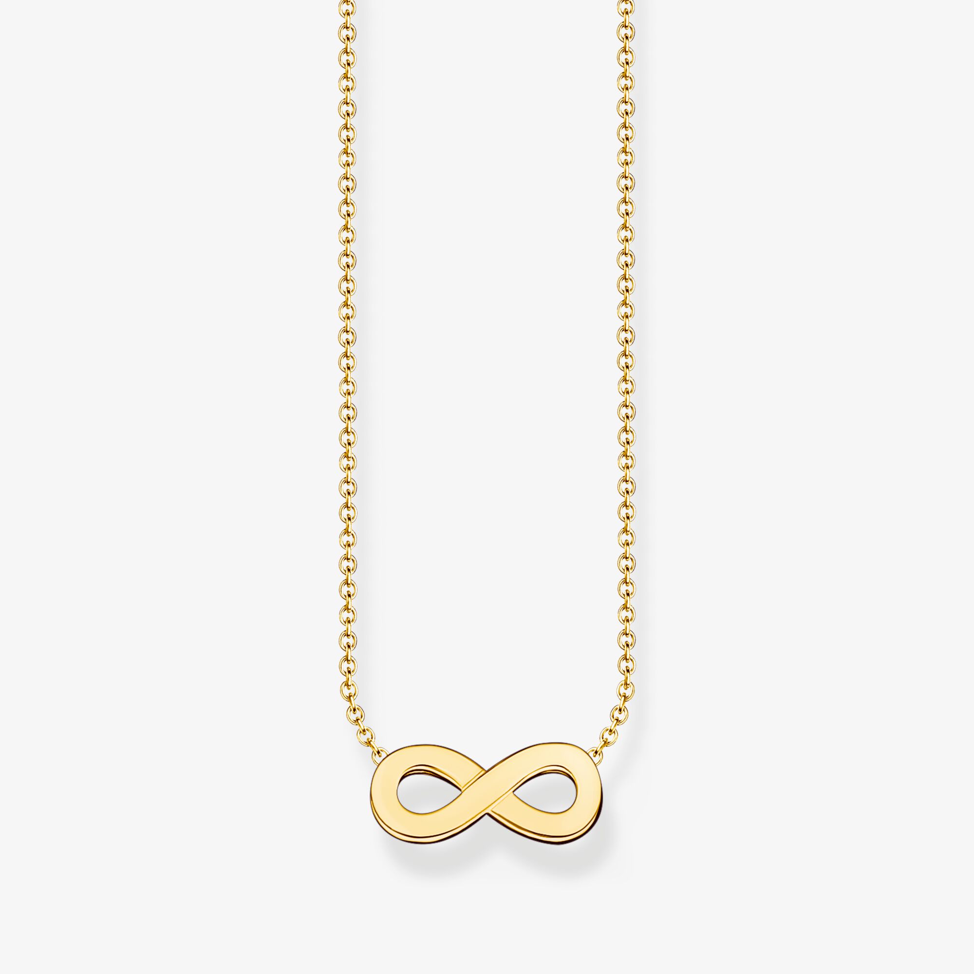 THOMAS SABO Kette mit Infinity-Anhänger vergoldet, Sterlingsilber Gelbgold vergoldet, Größe: 45 cm, Damen