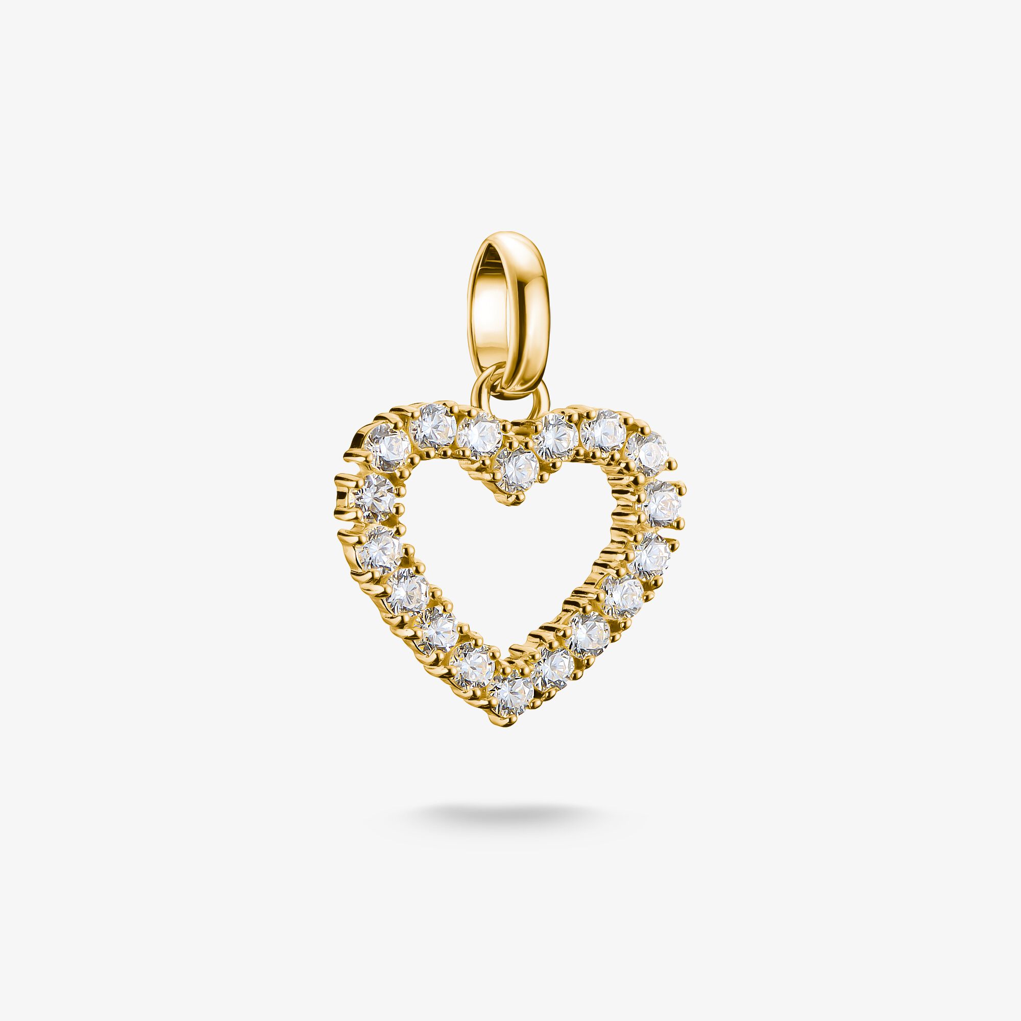 THOMAS SABO Charm-hängsmycke Hjärta med vita stenar Connect guldpläterad, 925 sterlingsilver guldpläterat gult guld, Storlek: one size, för damer