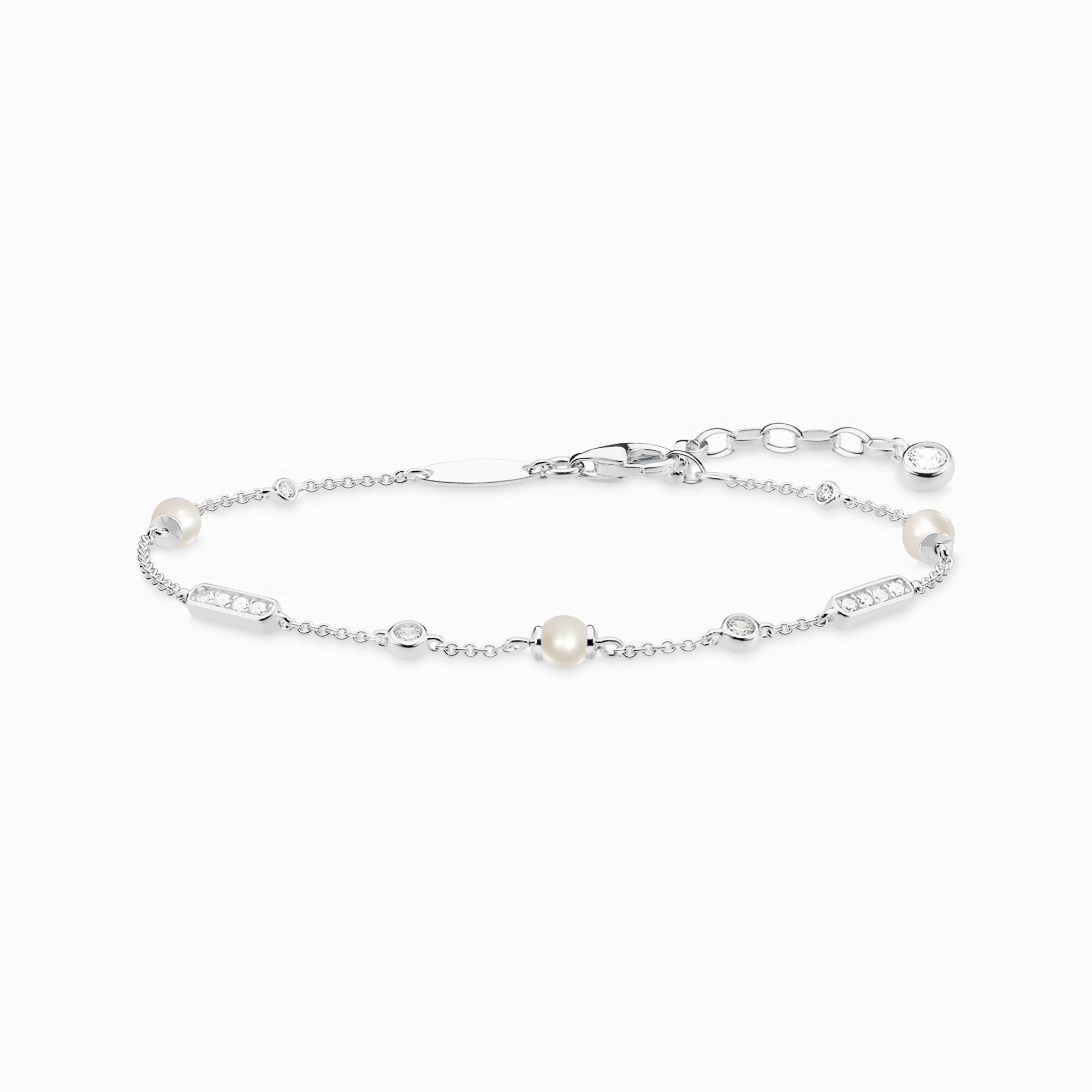 Bracelet with white pearls and white stones silver from the  collection in the THOMAS SABO online store