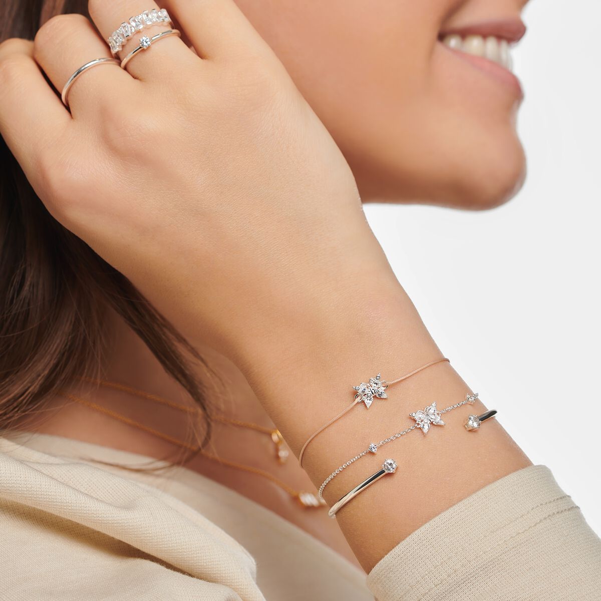 Bracelet with butterfly, adjustable, silver – THOMAS SABO