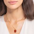 Halsband med stor sten orange guldpl&auml;terad ur kollektionen  i THOMAS SABO:s onlineshop
