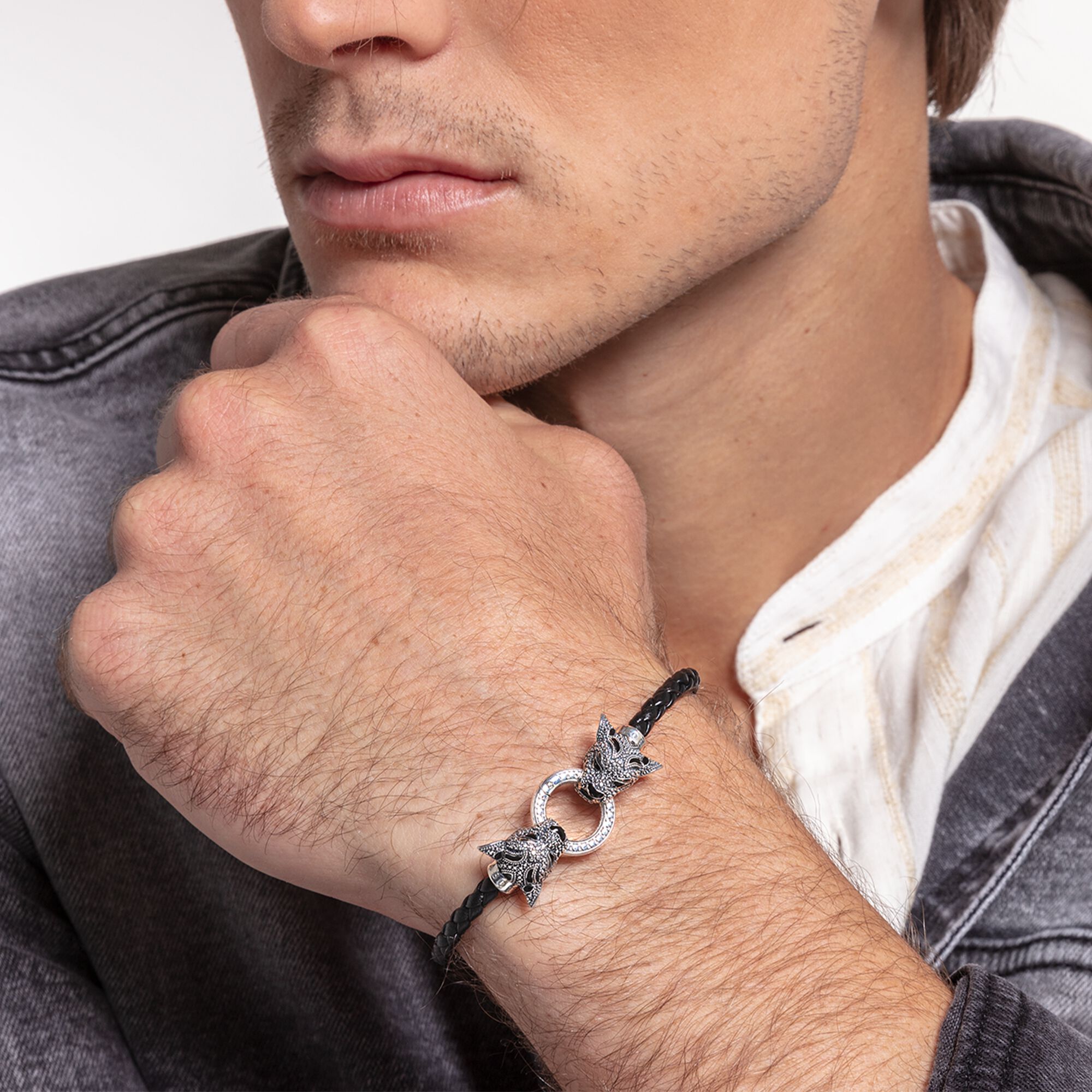 Leather strap Black Cat Rebel at Heart THOMAS SABO