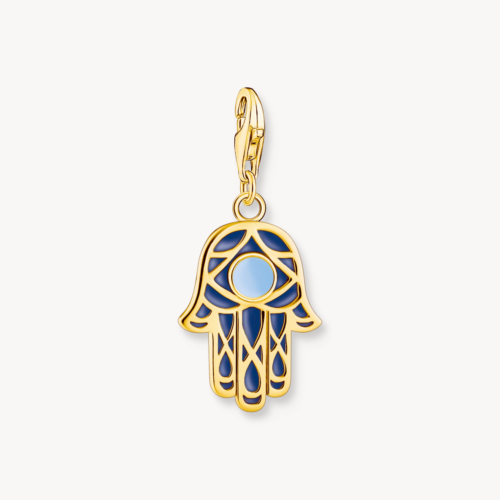 Charm pendant Hand of Fatima with cold enamel yellow-gold plated