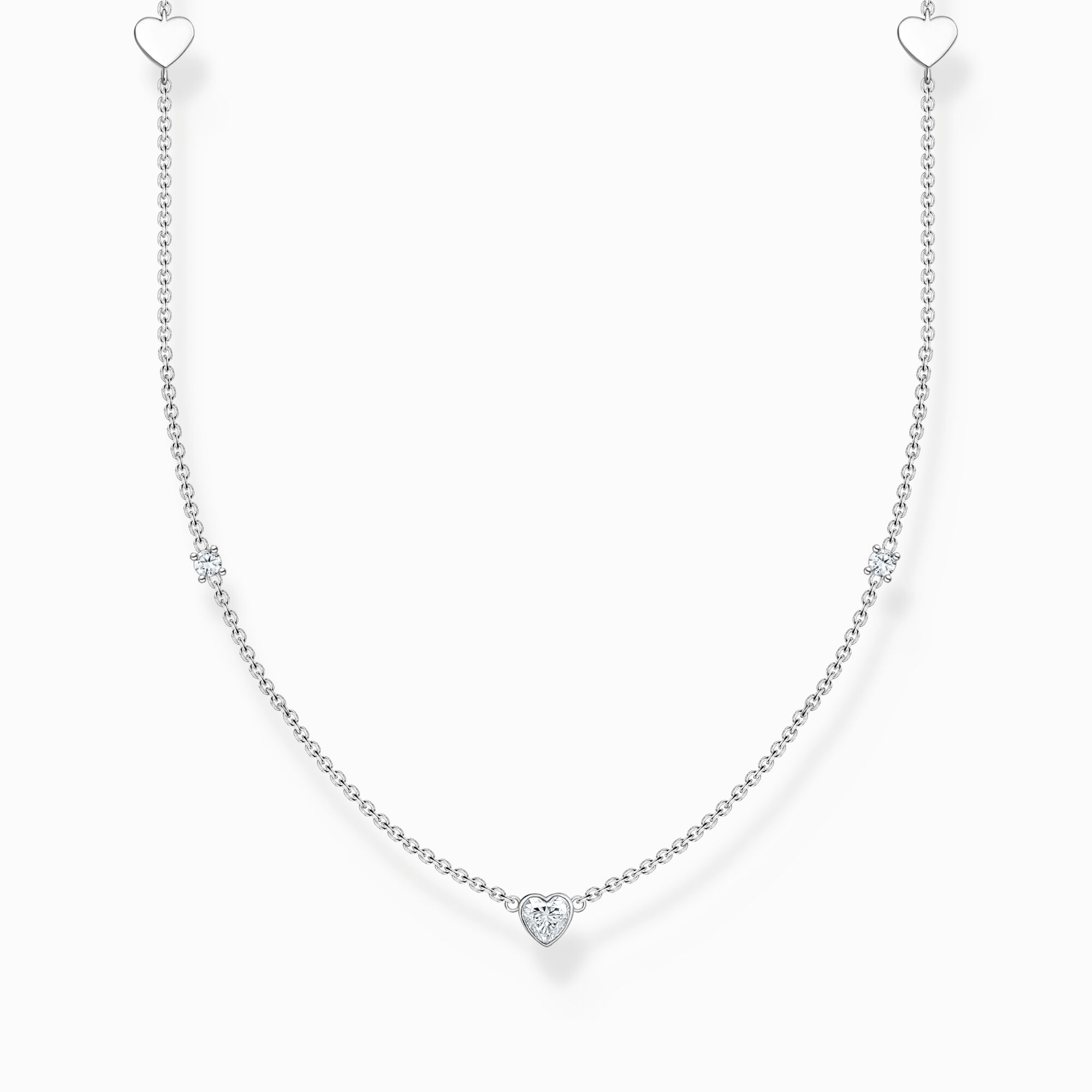 Cadena con corazones y piedras blancas plata de la colección Charming Collection en la tienda online de THOMAS SABO