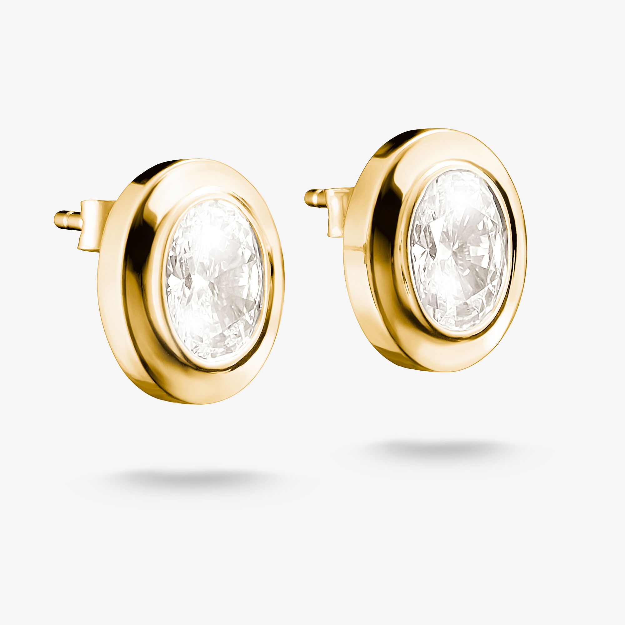 THOMAS SABO Ohrstecker Oval mit Zirkoniasteinen 18k Vergoldung, Sterlingsilber Gelbgold vergoldet, Größe: one size, Damen