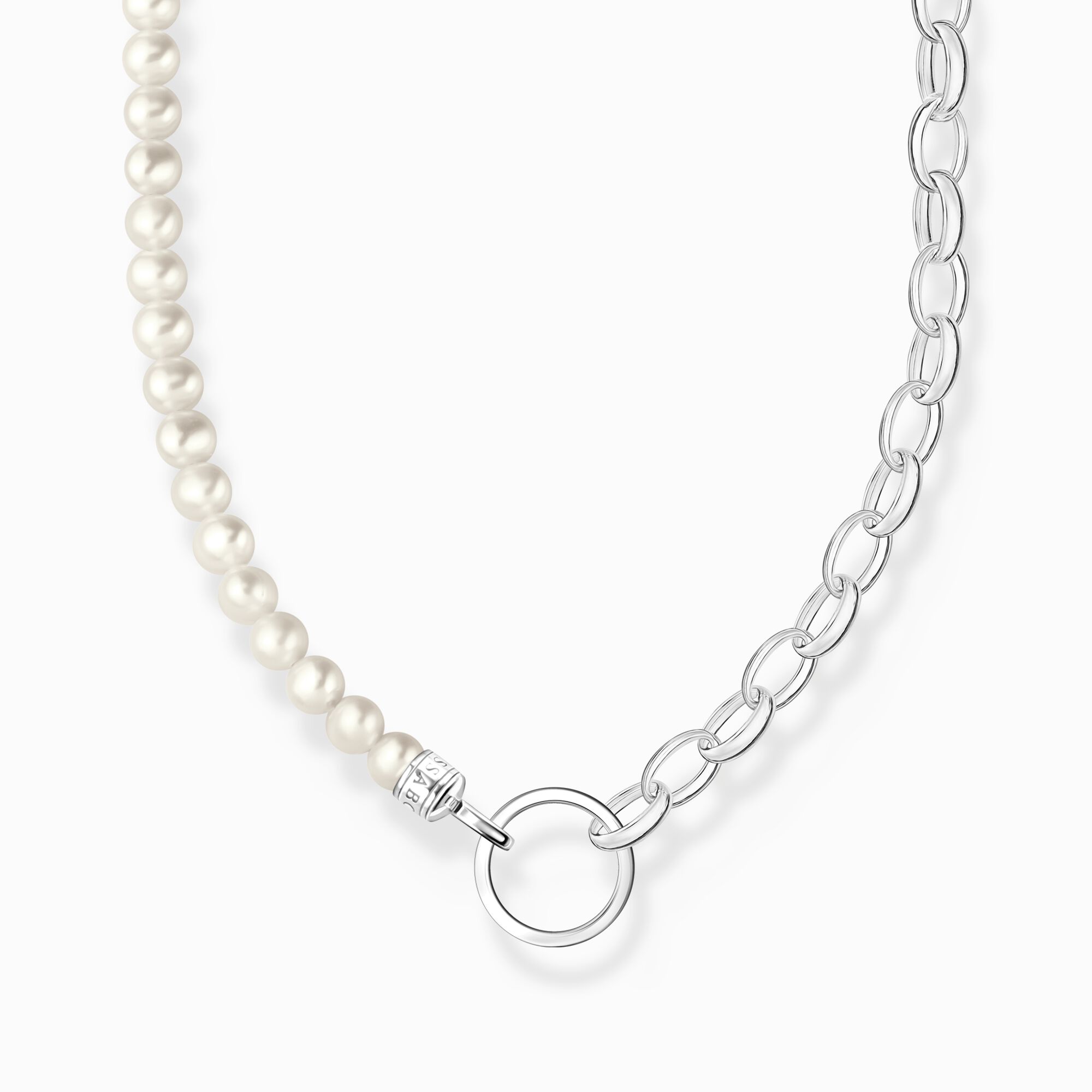 Charm necklace with white pearls and chain links silver from the Charm Club collection in the THOMAS SABO online store