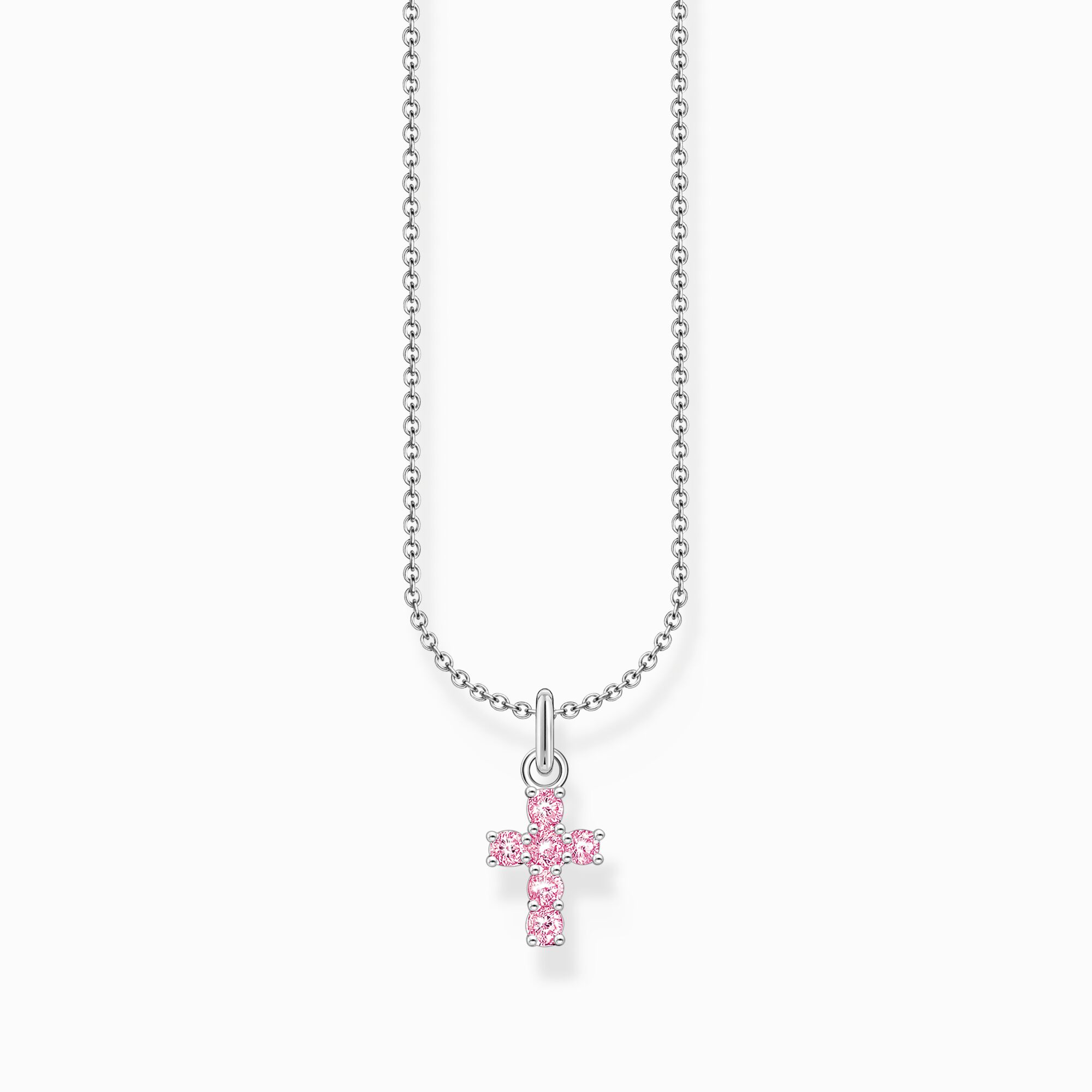 Kette mit rosafarbenem Kreuz-Anh&auml;nger Silber aus der Charming Collection Kollektion im Online Shop von THOMAS SABO
