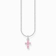 Kette mit rosafarbenem Kreuz-Anh&auml;nger Silber aus der Charming Collection Kollektion im Online Shop von THOMAS SABO