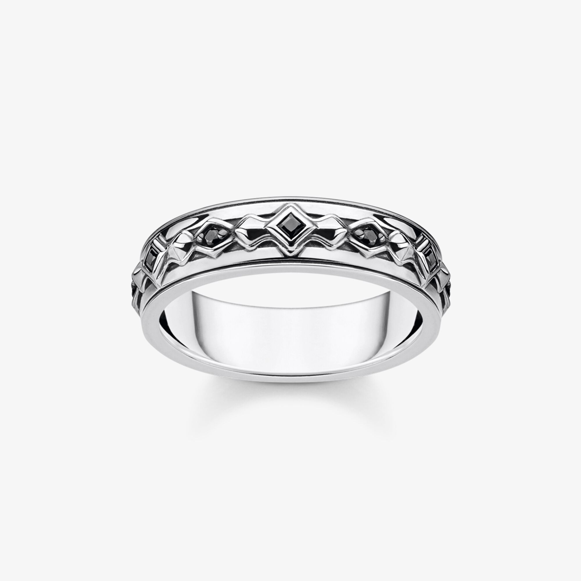 THOMAS SABO Ring schwarze Steine silber, Sterlingsilber, Größe: 56, Unisex