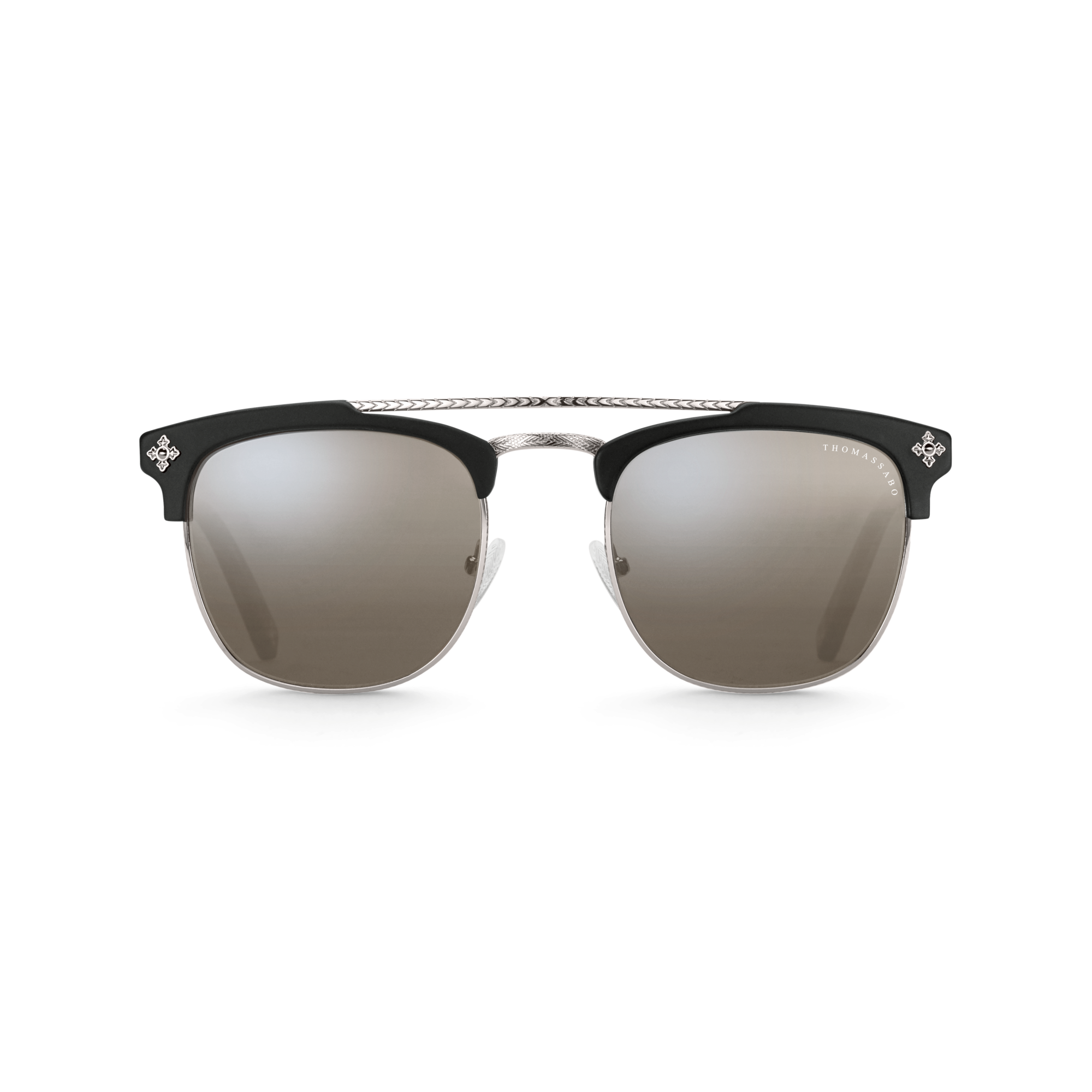 Thomas Sabo Sonnenbrille James Trapez Kreuz Verspiegelt grau/ schwarz E0008-127-012-A