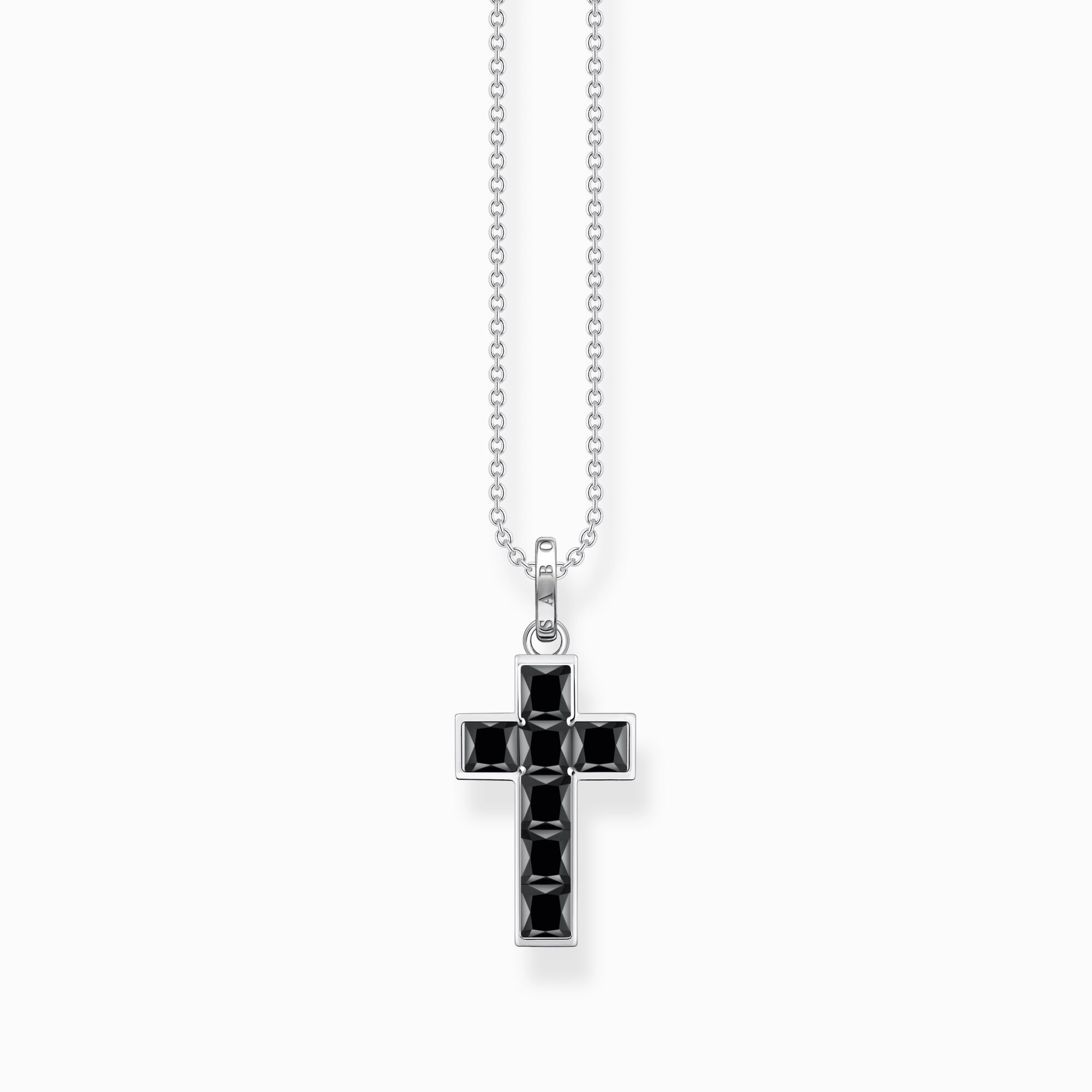 Necklace cross with black stones silver from the  collection in the THOMAS SABO online store