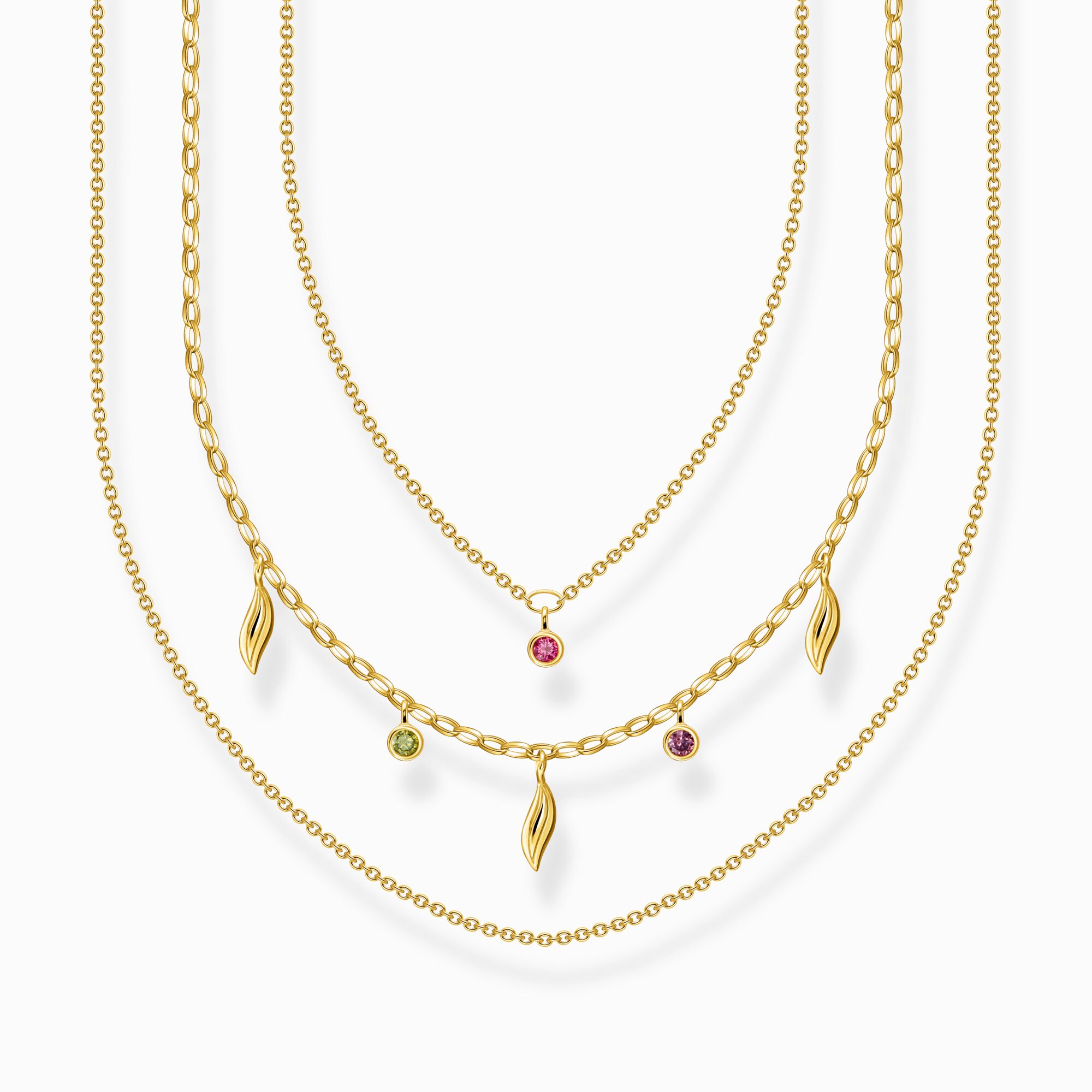 Necklace layering leaves gold from the  collection in the THOMAS SABO online store