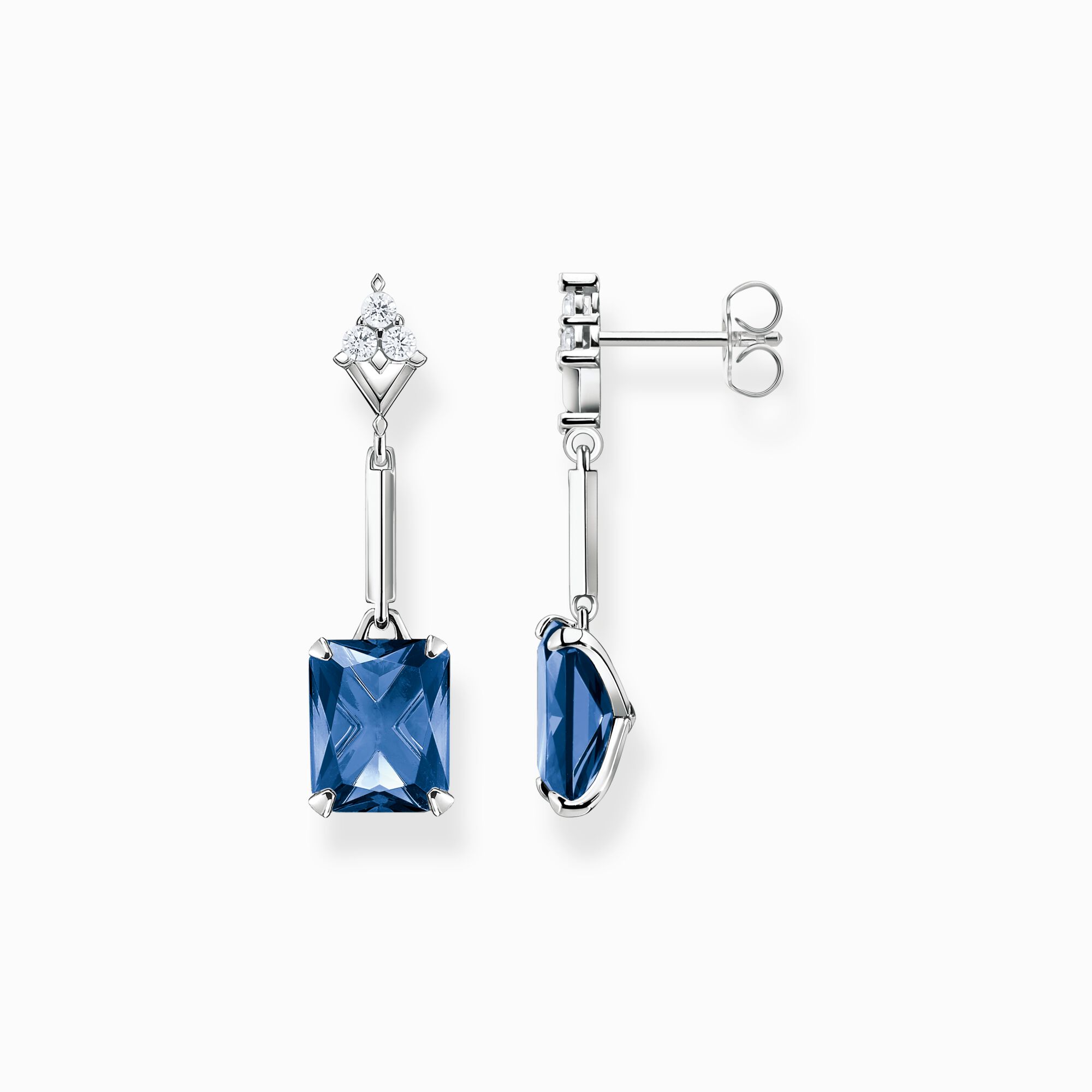 Earrings with blue and white stones silver from the  collection in the THOMAS SABO online store