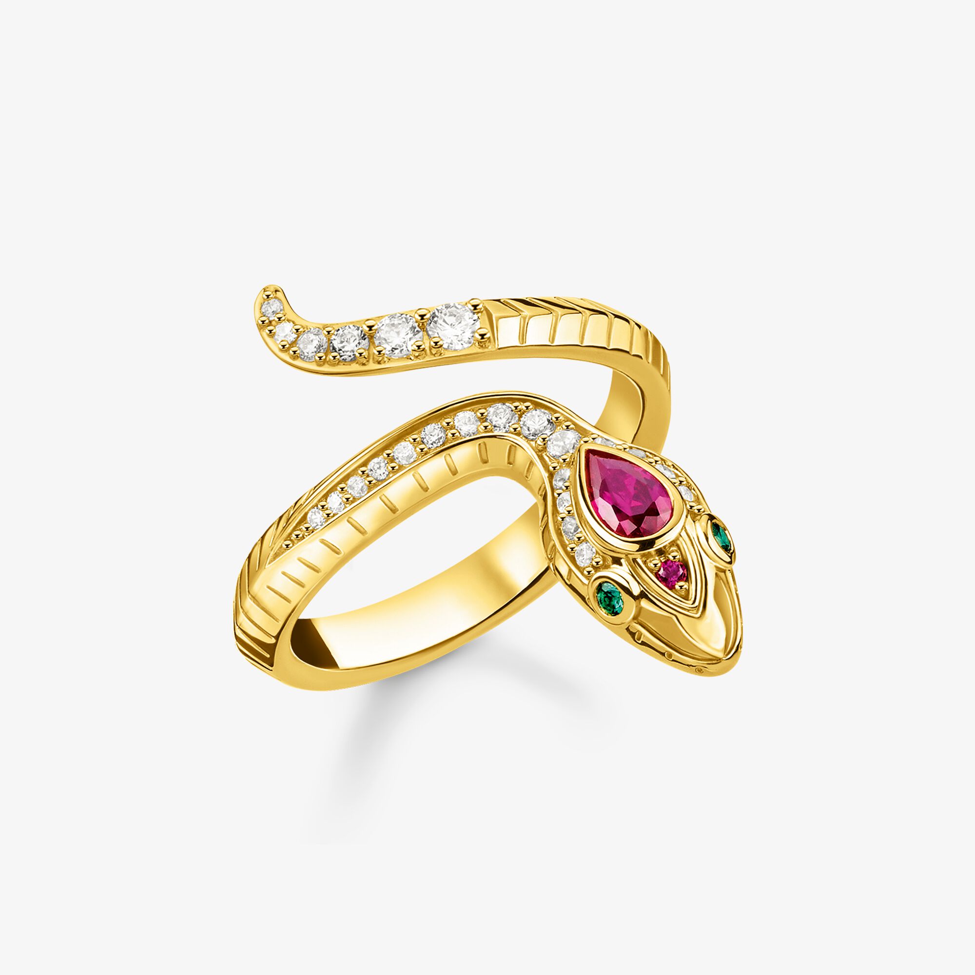 THOMAS SABO Bague serpent or, Argent Sterling 925‰ doré or jaune 18 carats , Taille: 54, femme