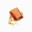 Ring mit gro&szlig;em orangenem Stein und Sterne vergoldet aus der  Kollektion im Online Shop von THOMAS SABO