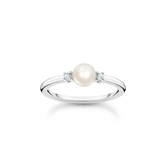 Bague perle avec pierres blanches argent de la collection Charming Collection dans la boutique en ligne de THOMAS SABO