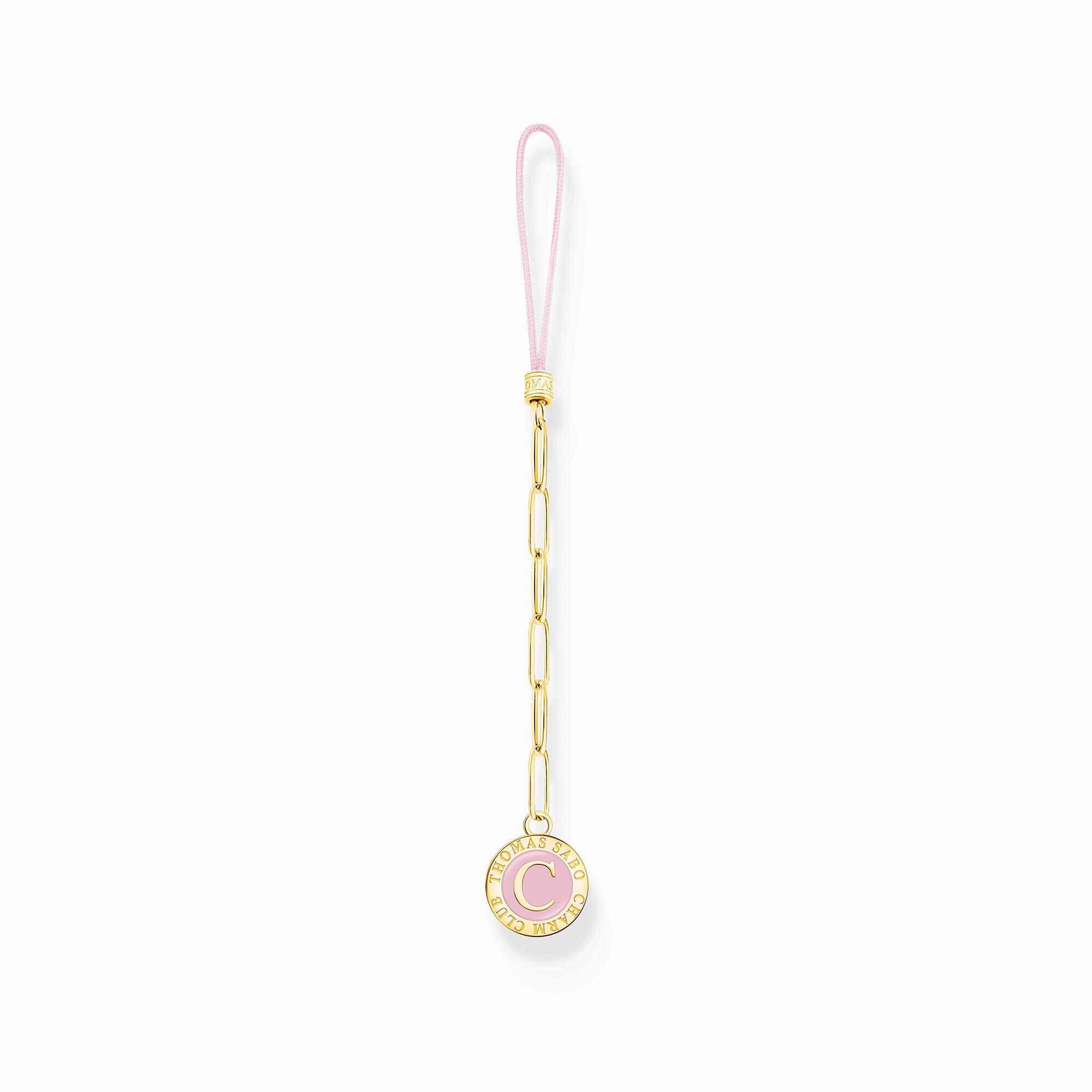 Yellow-gold plated Charm Club short mobile chain with Charmista Coin from the Charm Club collection in the THOMAS SABO online store