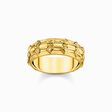 Wide yellow-gold plated band ring with crocodile detailing from the  collection in the THOMAS SABO online store