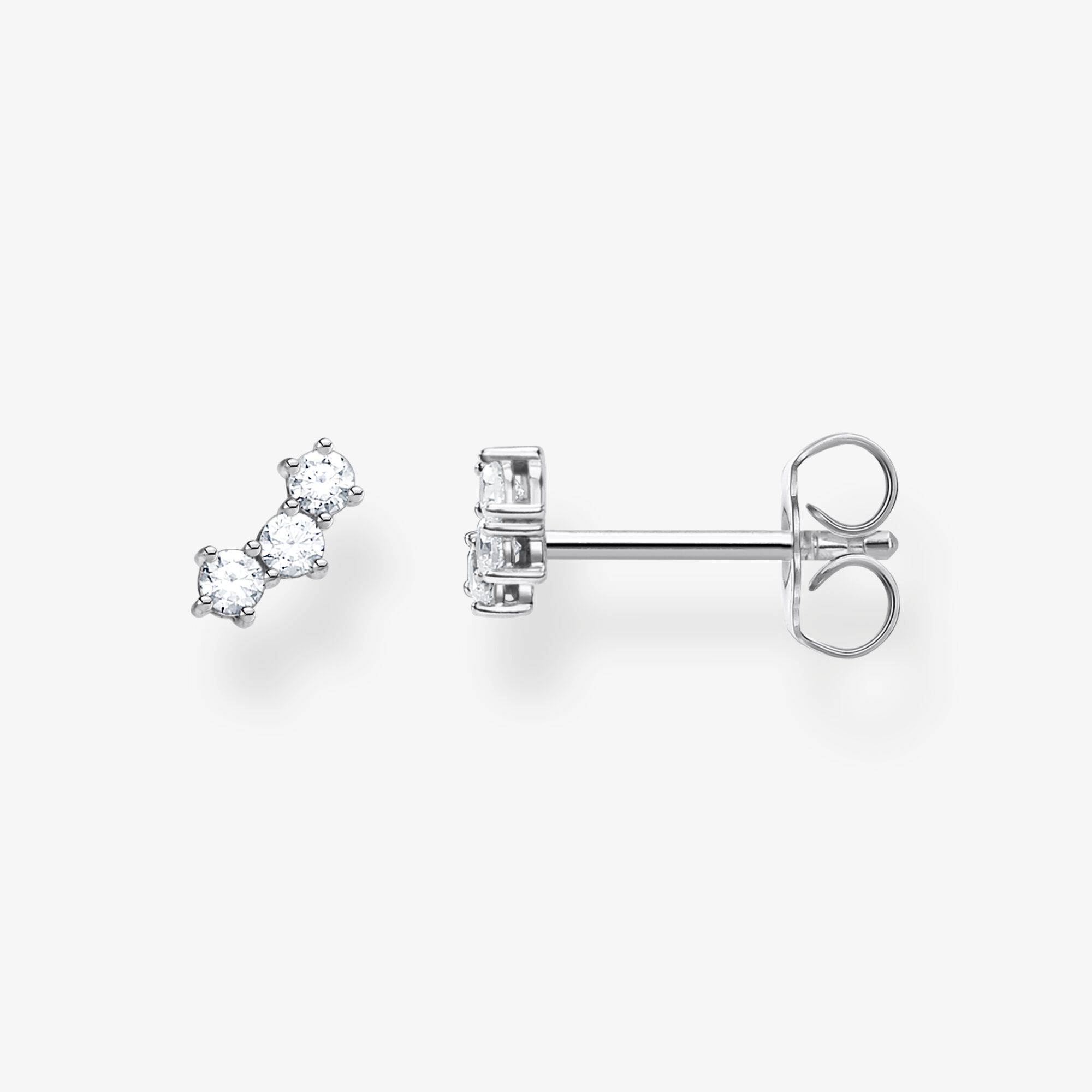 THOMAS SABO Stiftörhängen individuellt vita stenar silver, 925 sterlingsilver, Storlek: one size, för damer