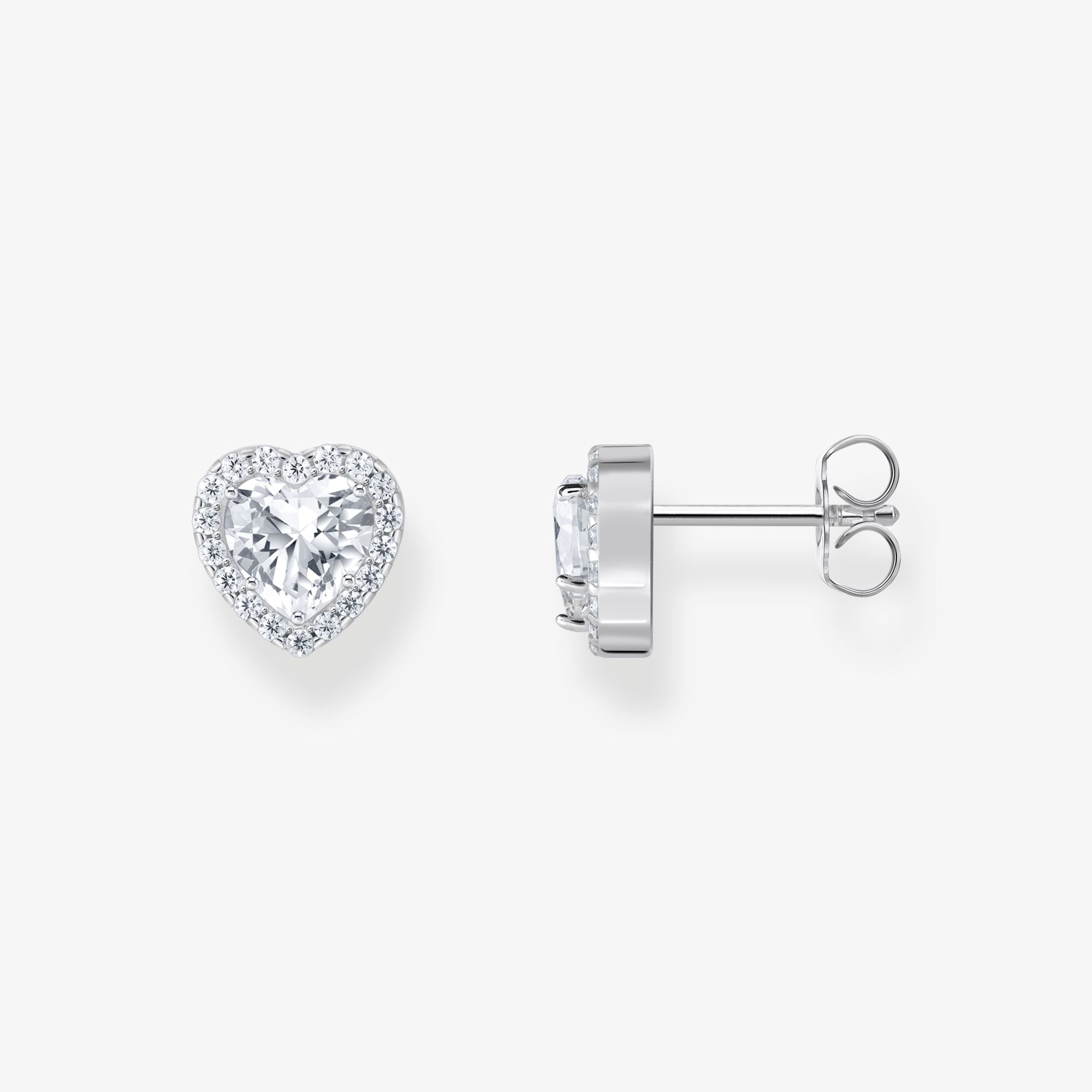 THOMAS SABO Hjärtformade haloörhängen i silver med vit zirkonia, 925 sterlingsilver, Storlek: one size, för damer