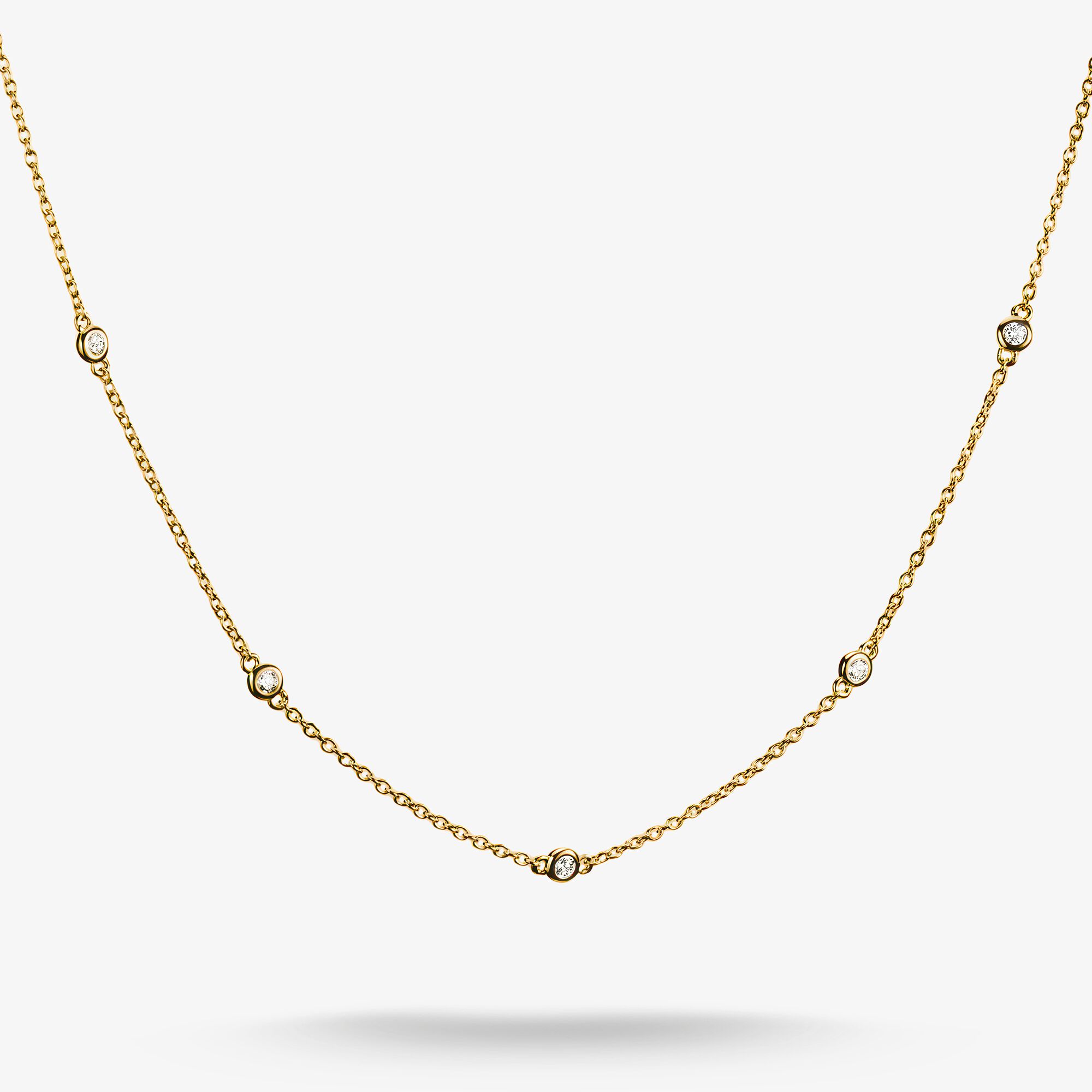 THOMAS SABO Kette Weiße Zirkoniasteine 18k Vergoldung, Sterlingsilber Gelbgold vergoldet, Größe: L75V, Damen