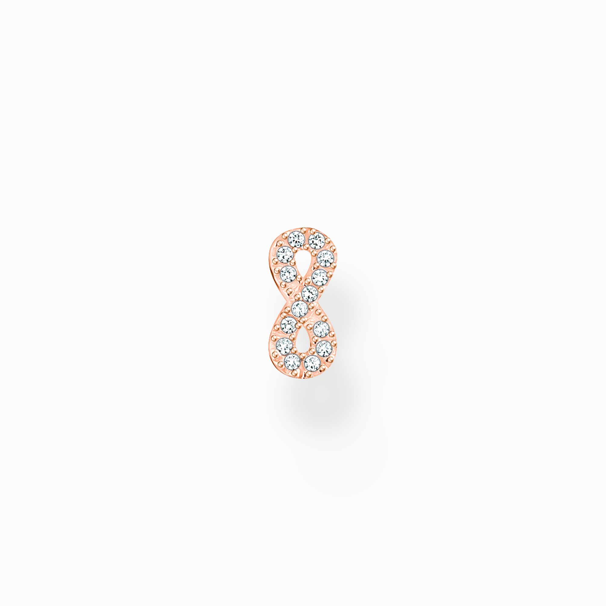 Clou d&#39;oreille unique infinity avec pierres blanches plaqu&eacute; or rose de la collection Charming Collection dans la boutique en ligne de THOMAS SABO