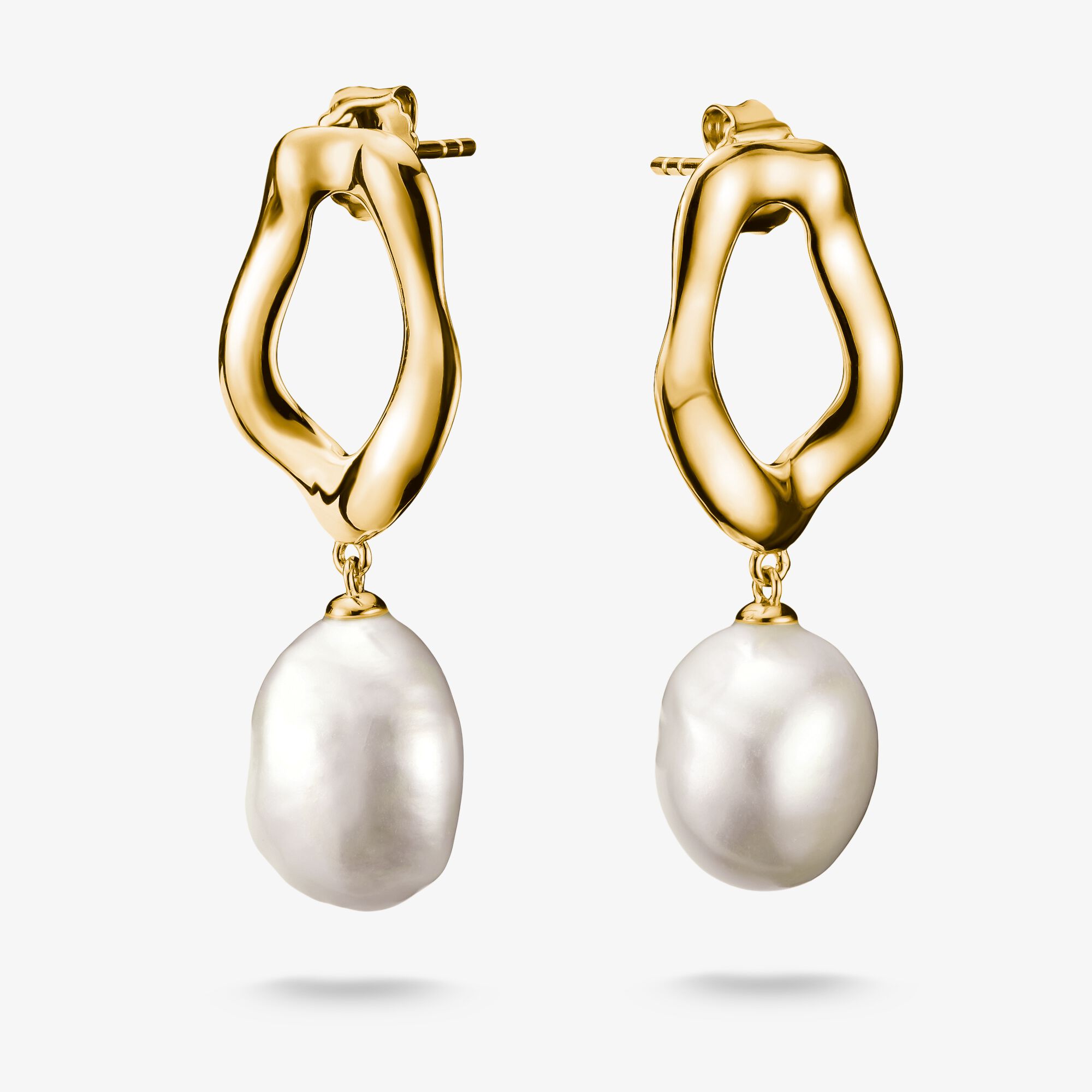 THOMAS SABO Boucles d'oreilles avec perle Natural Beauty plaqué or, Argent sterling doré or jaune, Taille: one size, femme