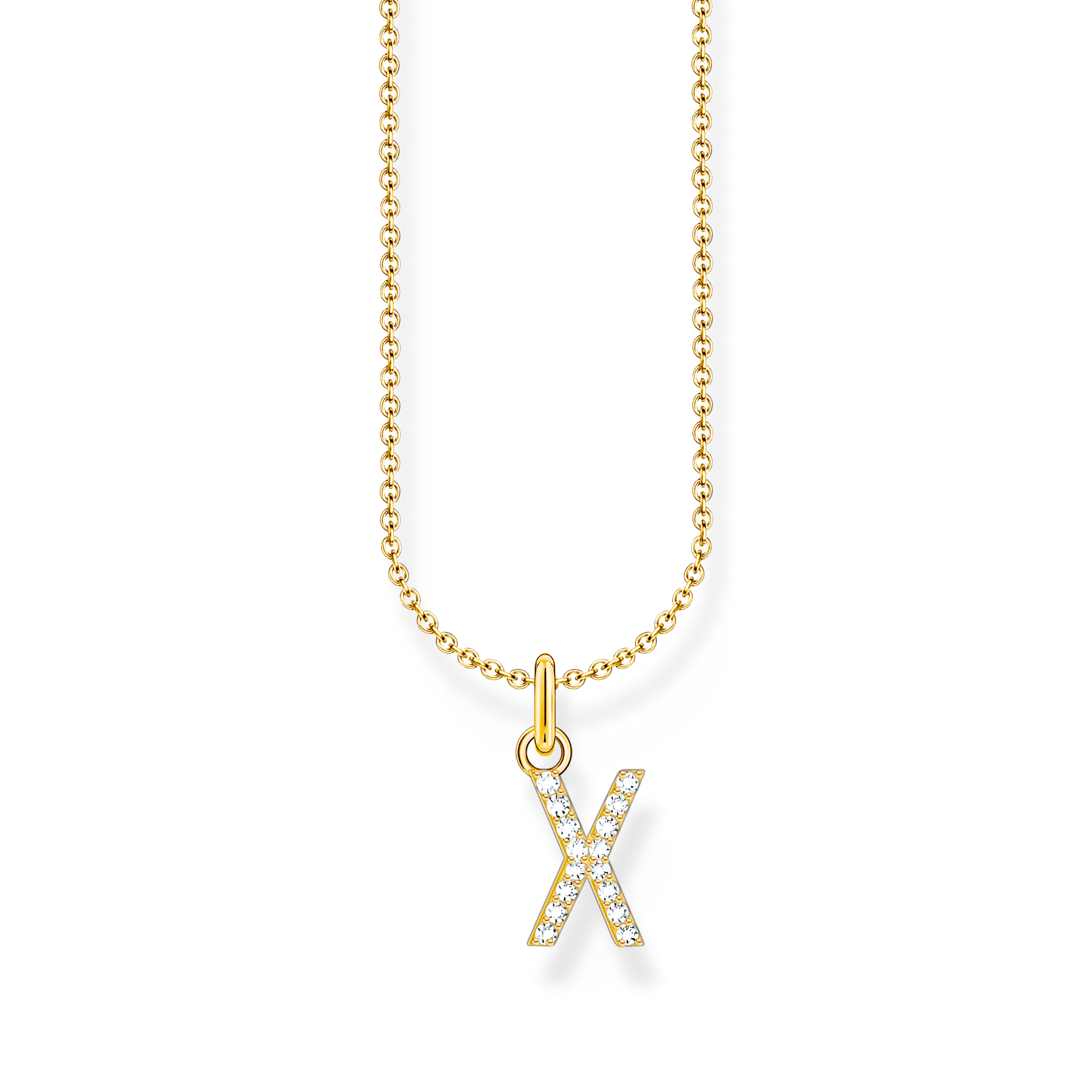 Thomas Sabo Kette mit Buchstaben-Anhänger X vergoldet weiß KE2263-414-14-L45V