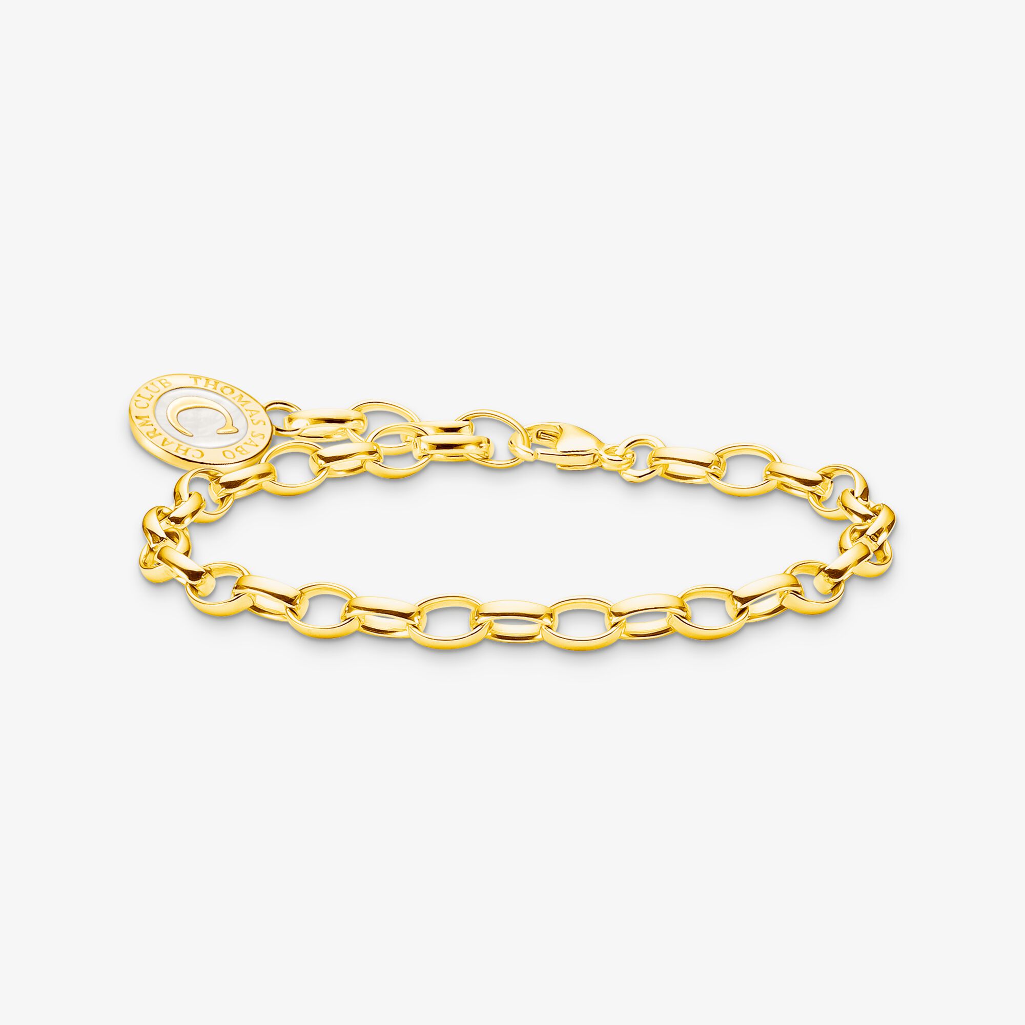 THOMAS SABO Bracelet Charm avec blanc Coin plaqué or, Argent sterling doré or jaune, Taille: 17 cm, femme