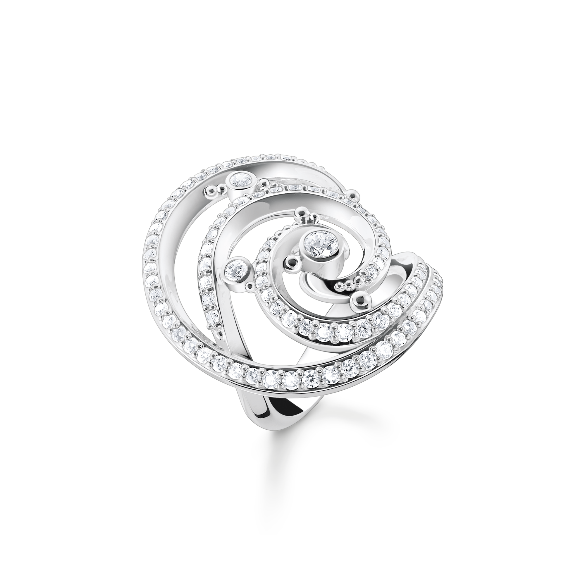 Thomas Sabo Ring Welle mit weißen Steinen weiß TR2379-051-14-54