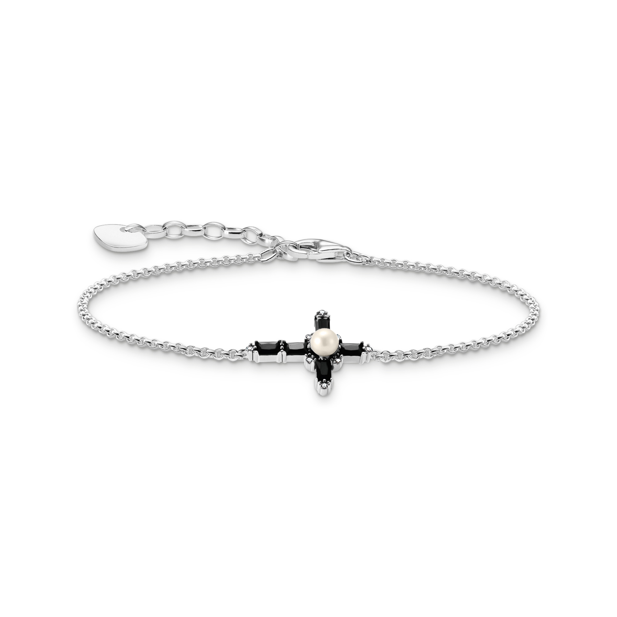 Thomas Sabo Armband mit schwarzen Steinen Kreuz Cross Romance Silber schwarz A2173-167-11-L19V