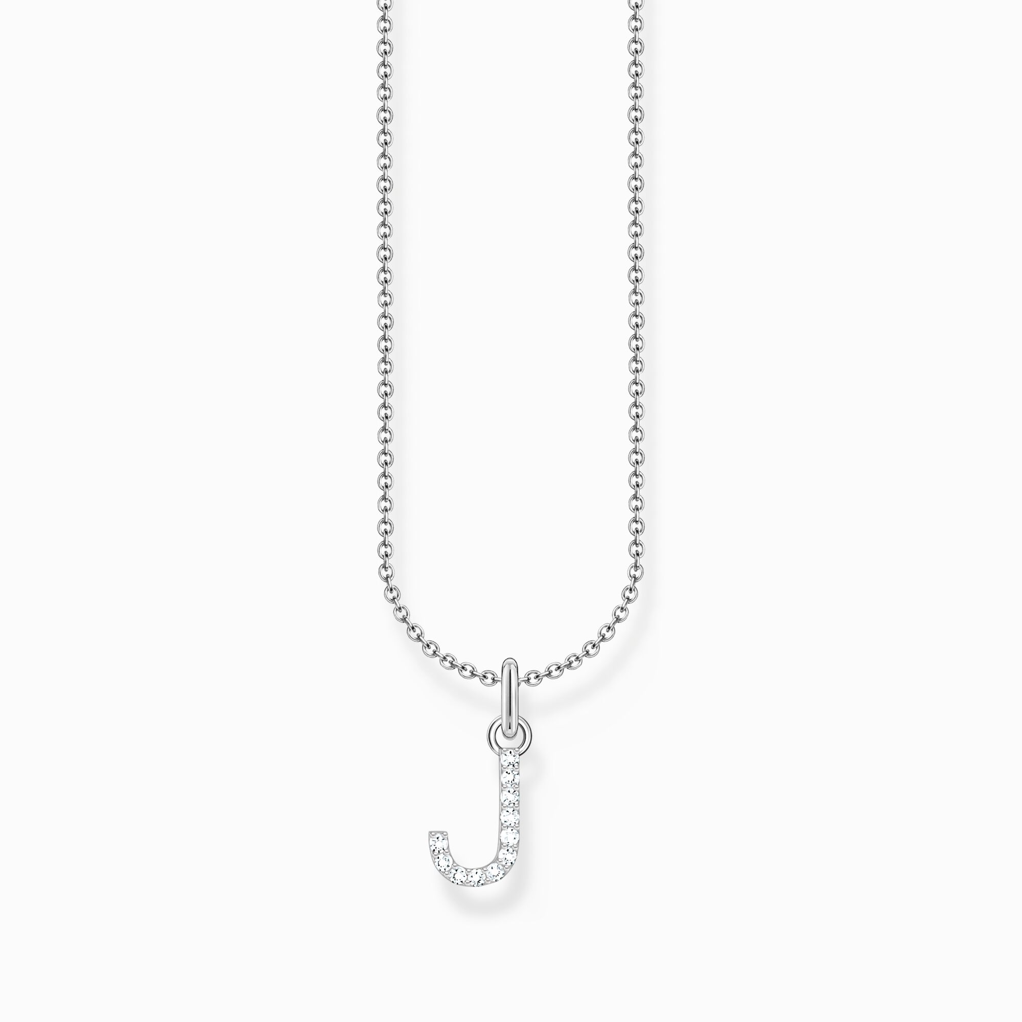 Silver necklace with letter pendant J and white zirconia from the Charming Collection collection in the THOMAS SABO online store