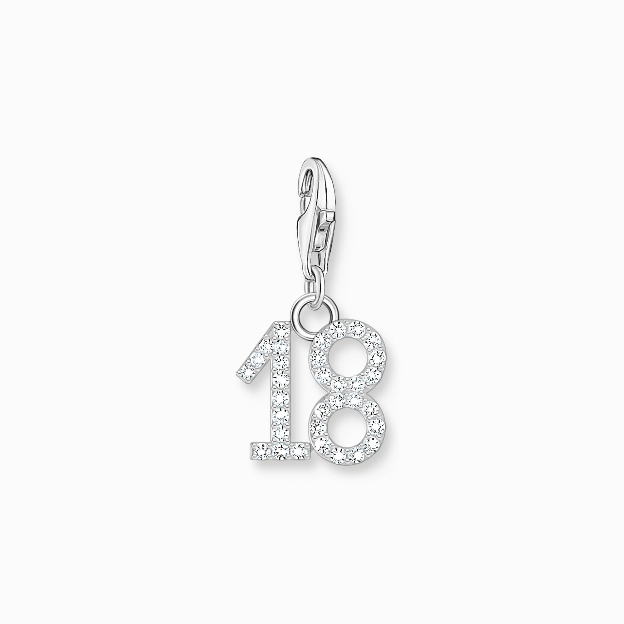 Silver charm pendant number 18 with zirconia from the Charm Club collection in the THOMAS SABO online store