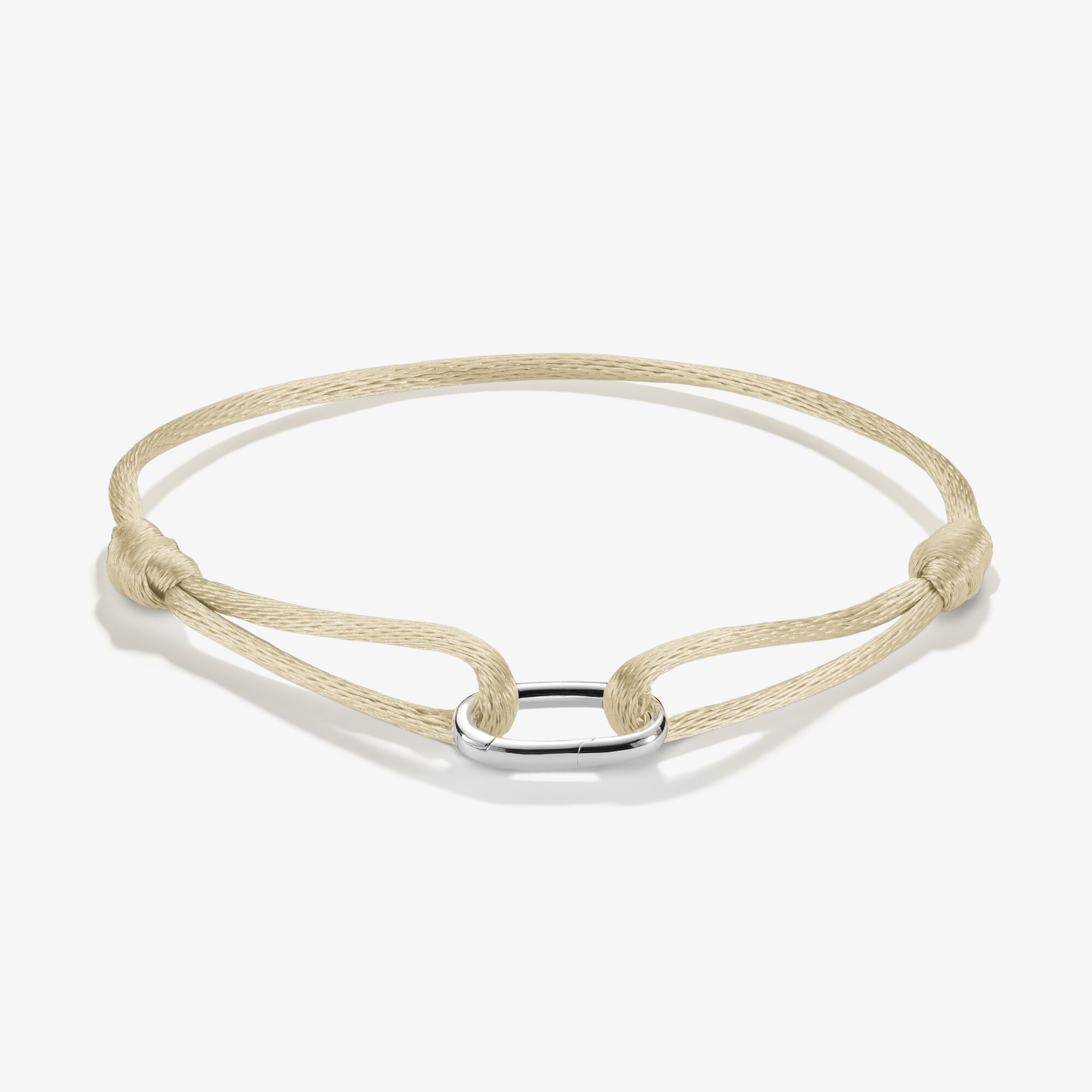 THOMAS SABO Bracelet textile beige Connect Argent, Argent sterling, Taille: 24 cm, femme