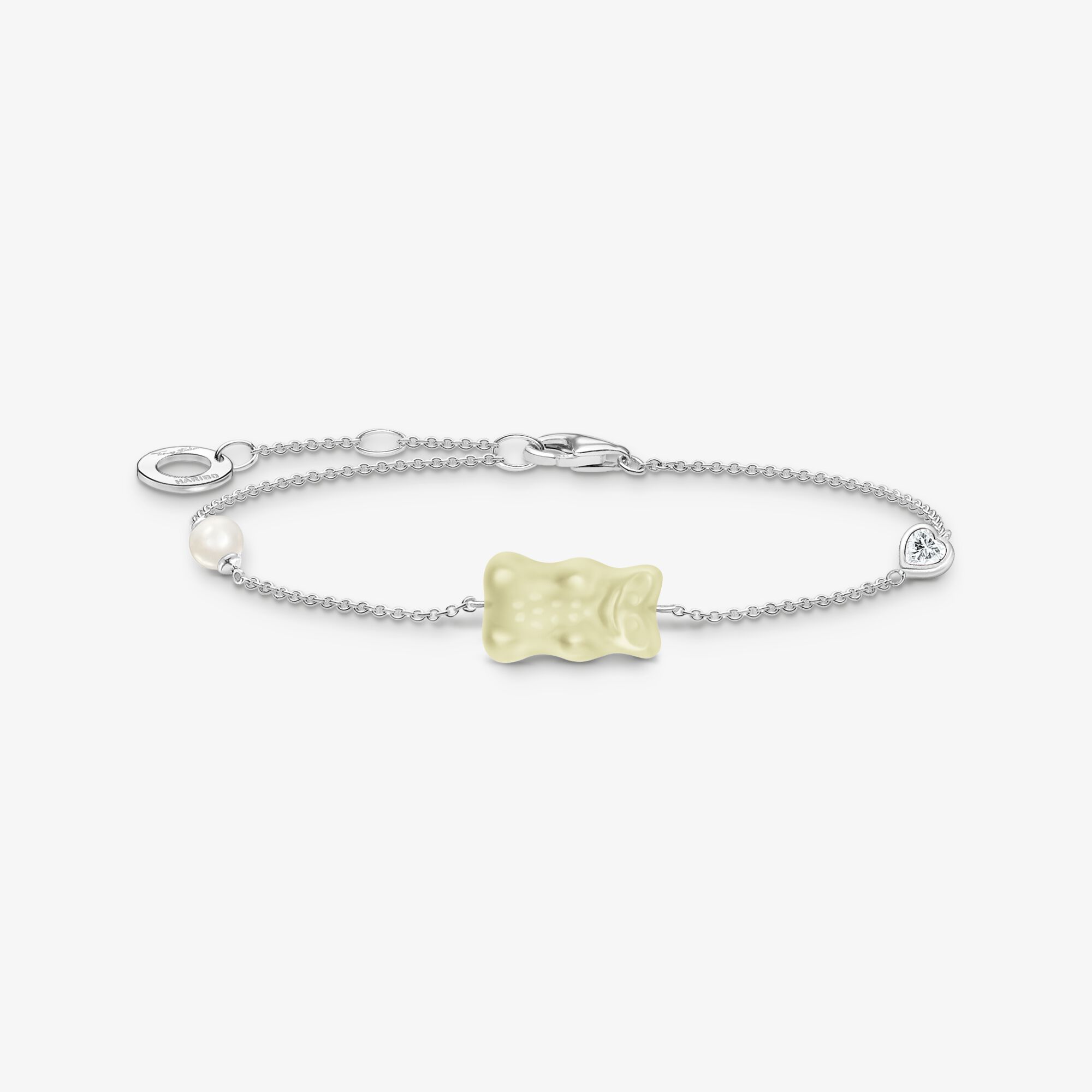 THOMAS SABO Armband mit weißem Goldbären, Perle und Stein Silber, Sterlingsilber , Größe: 19 cm, Damen