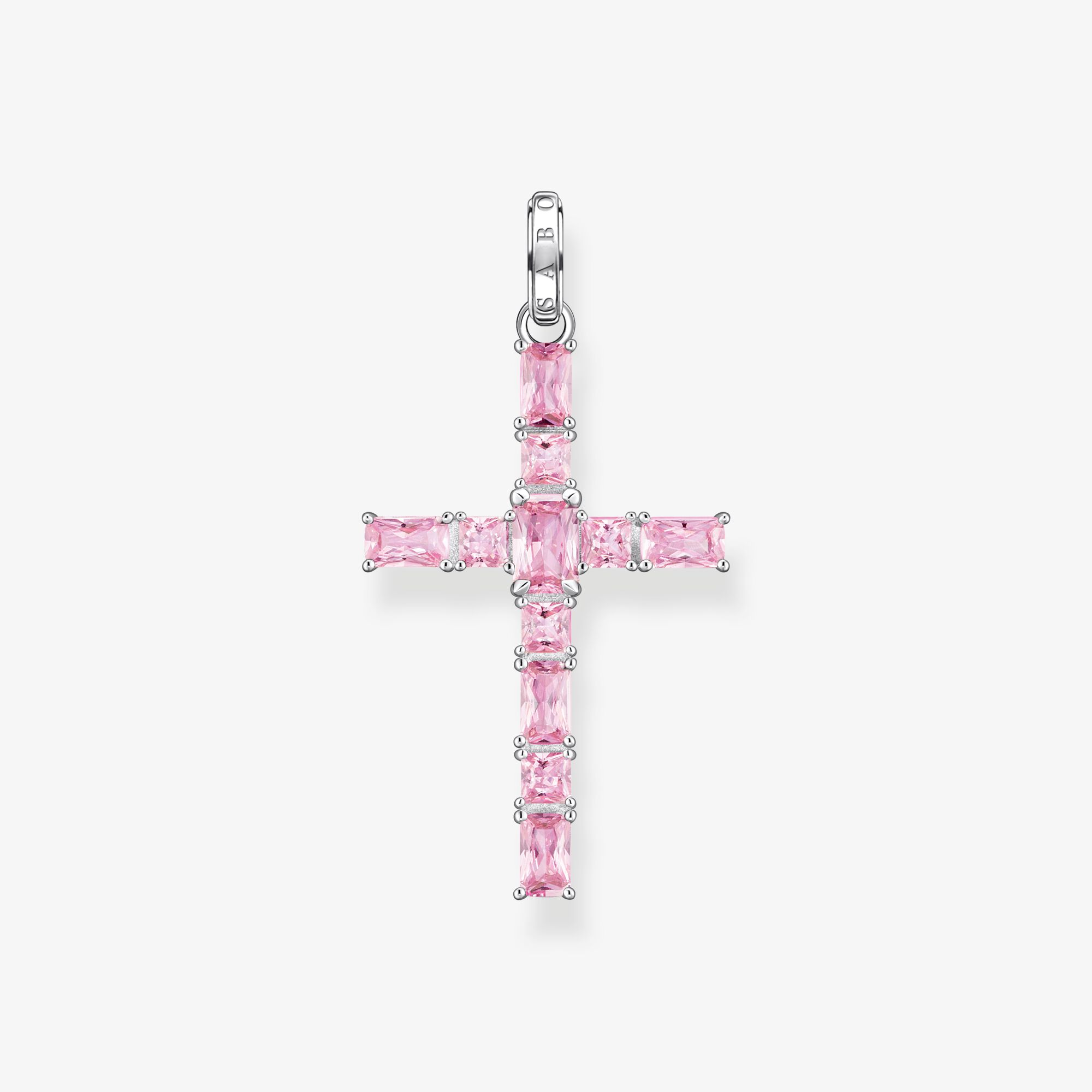 THOMAS SABO Pendentif croix avec pierres roses argent, Argent sterling, Taille: one size, femme