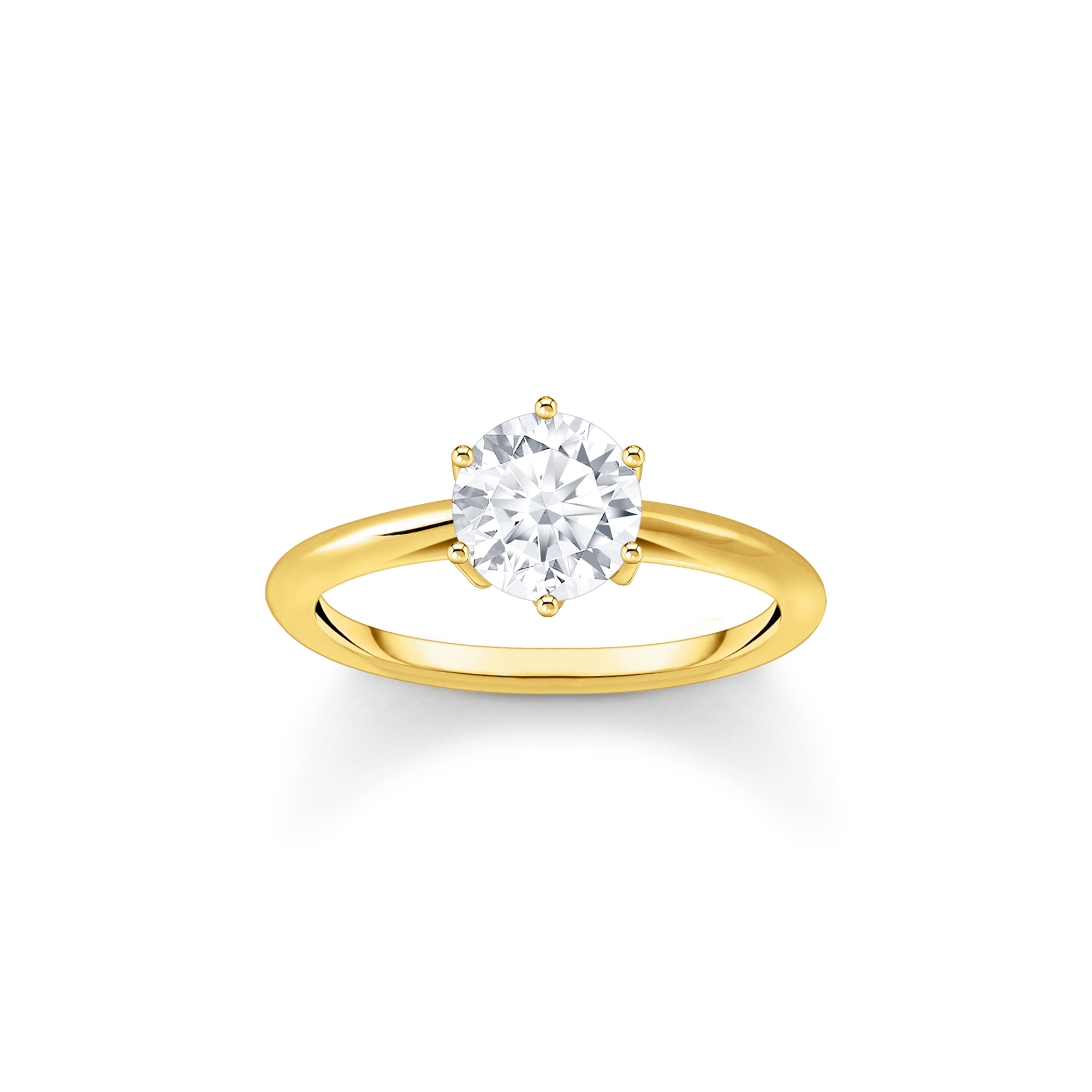 Thomas Sabo Ring mit weißem Stein im Brillantschliff vergoldet weiß TR2474-414-14-60