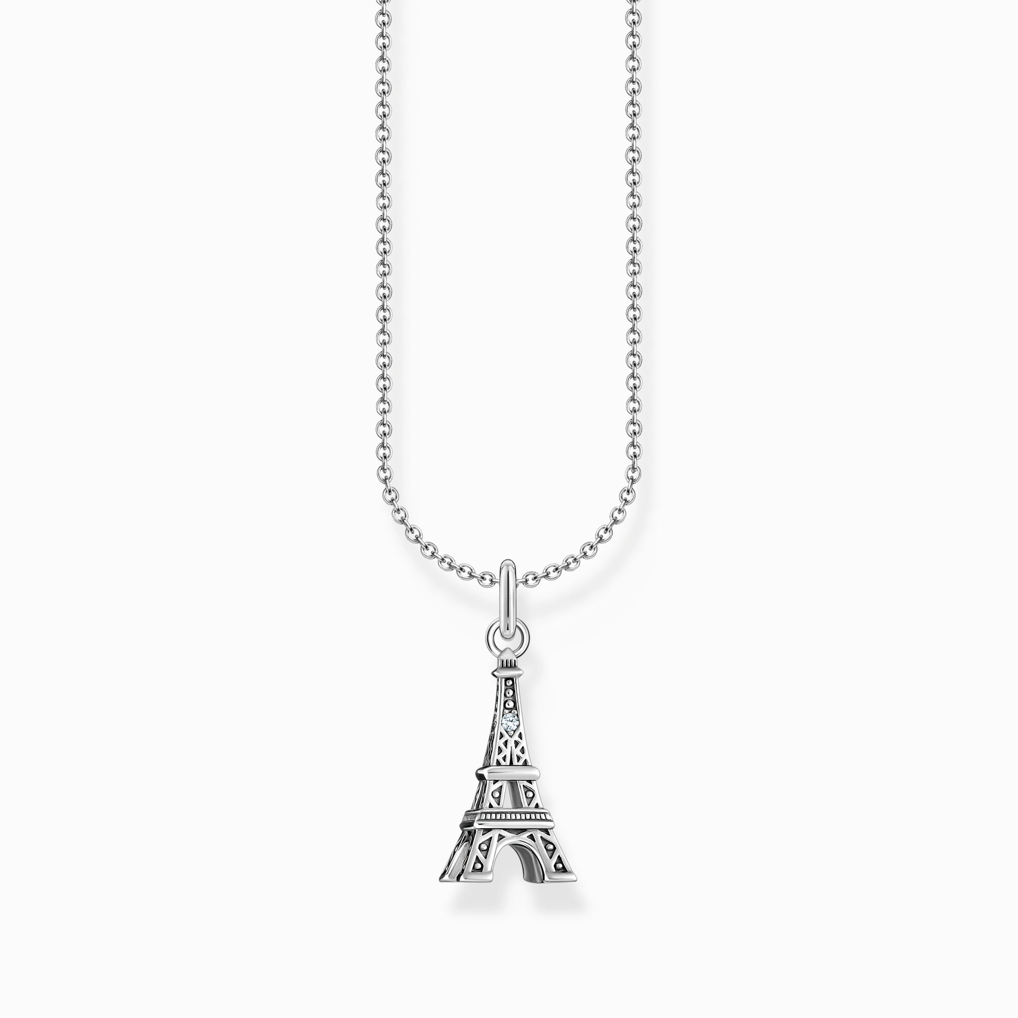Silver necklace with Eiffel Tower pendant and zirconia from the Charming Collection collection in the THOMAS SABO online store