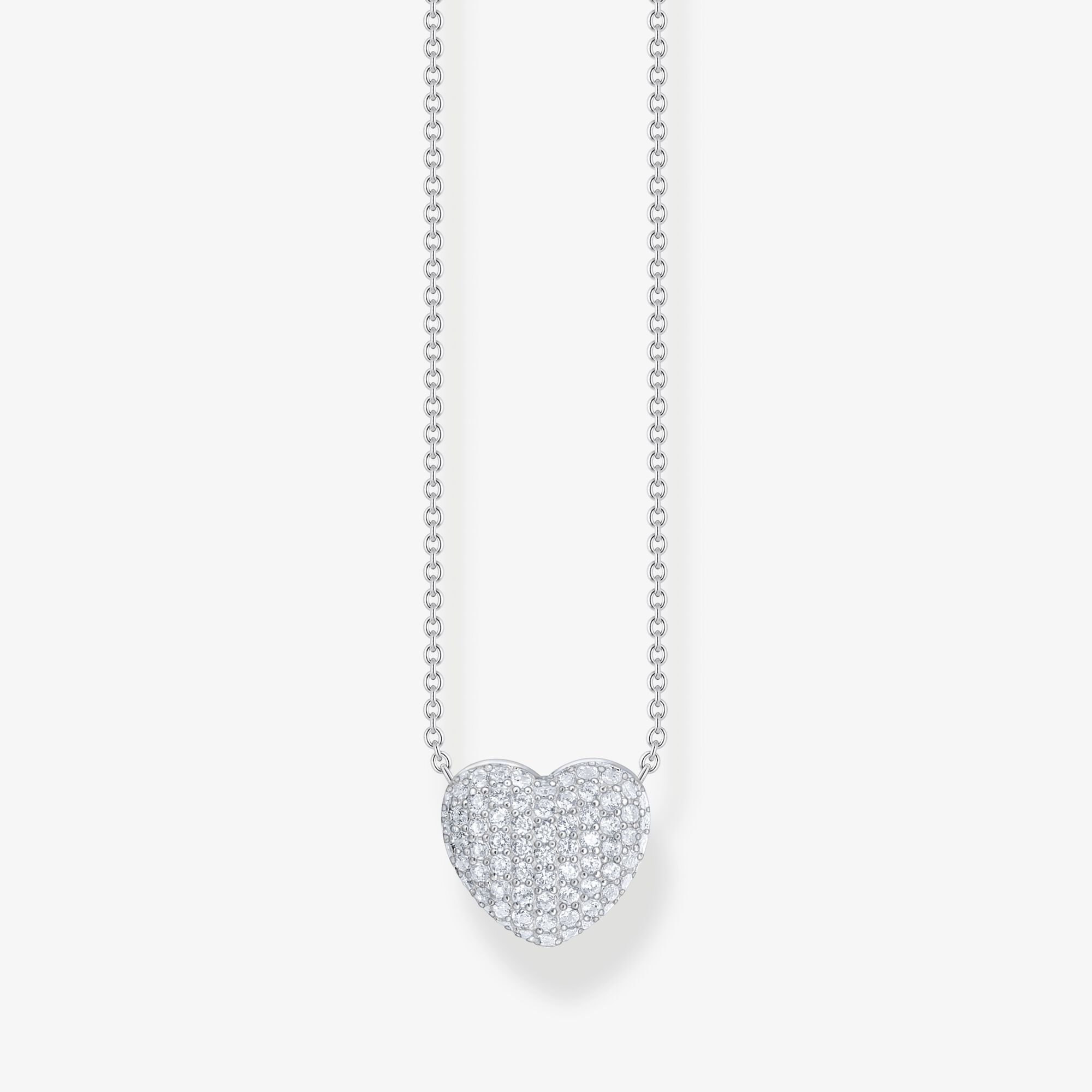 THOMAS SABO Collier en argent avec pendentif en forme de coeur et zircon blanc, Argent sterling, Taille: 45 cm, femme