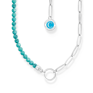 Charm necklace with turquoise beads and disc silver from the Charm Club collection in the THOMAS SABO online store
