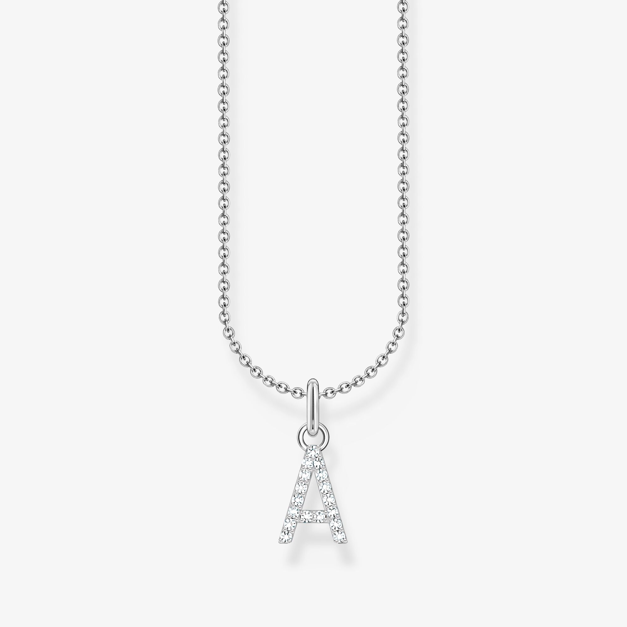THOMAS SABO Kette mit Buchstaben-Anhänger A Silber, Sterlingsilber, Größe: 45 cm, Damen
