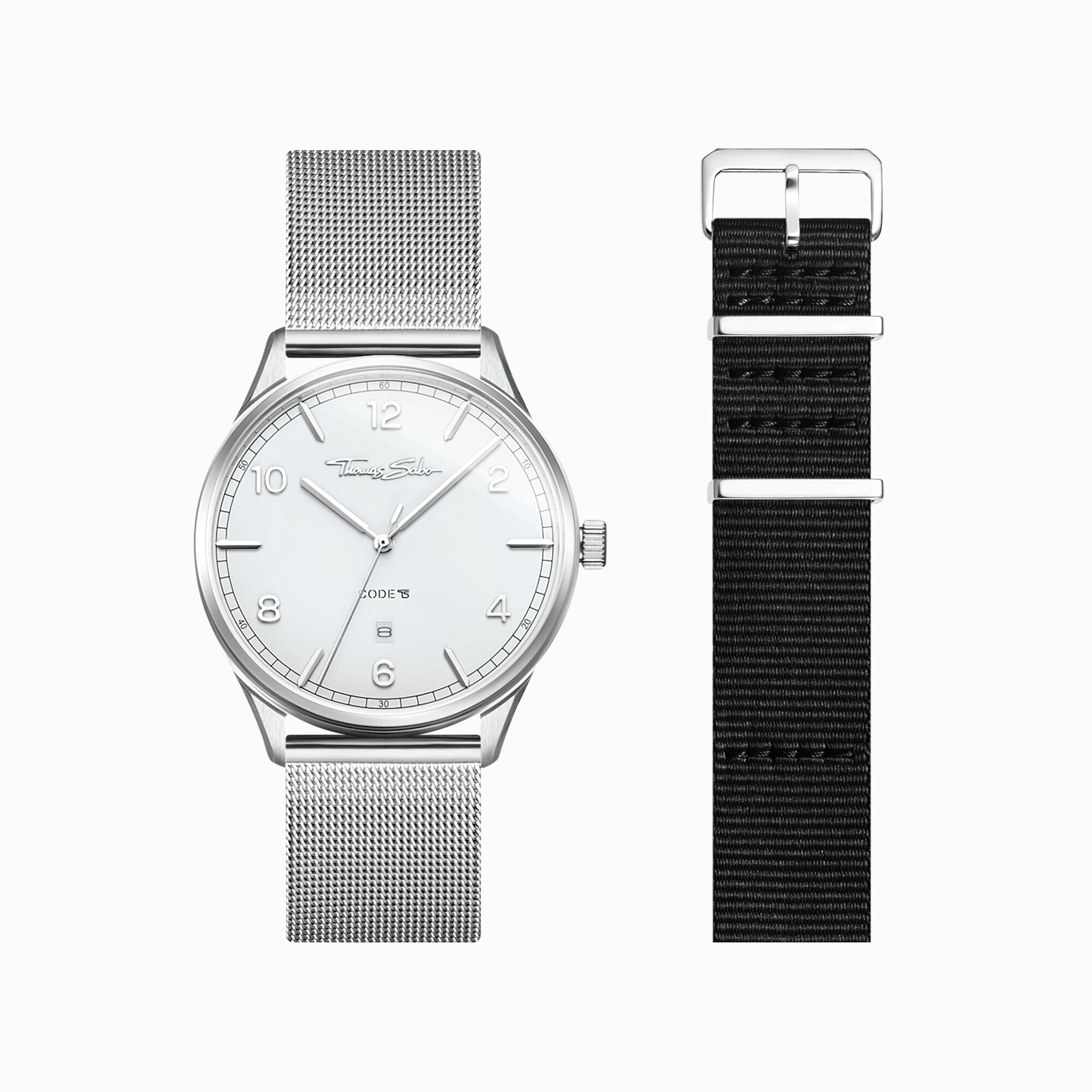 Set Code TS reloj blanco &amp; correa negra de la colección  en la tienda online de THOMAS SABO