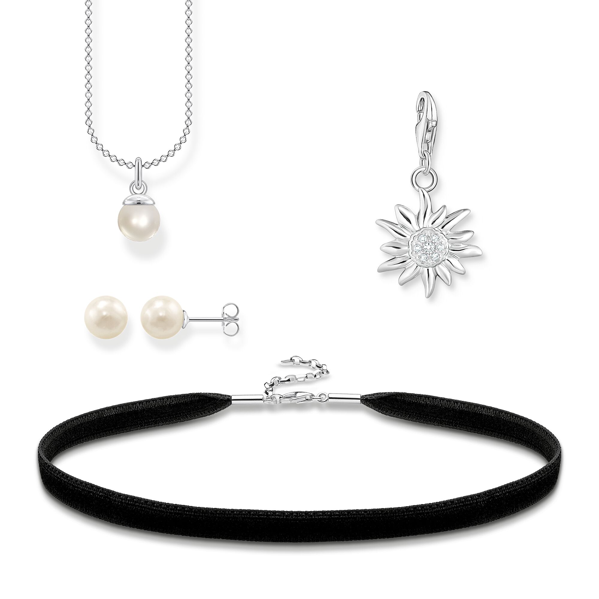 Jewellery set &quot;edelweiss flower&quot; silver from the  collection in the THOMAS SABO online store